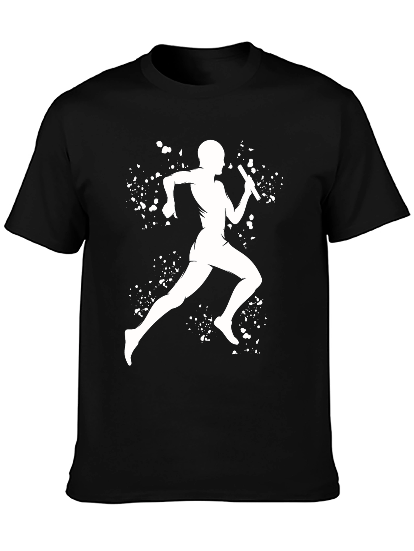 Black Runner Silhouette Graphic Tee - Black Cotton Blend view 3
