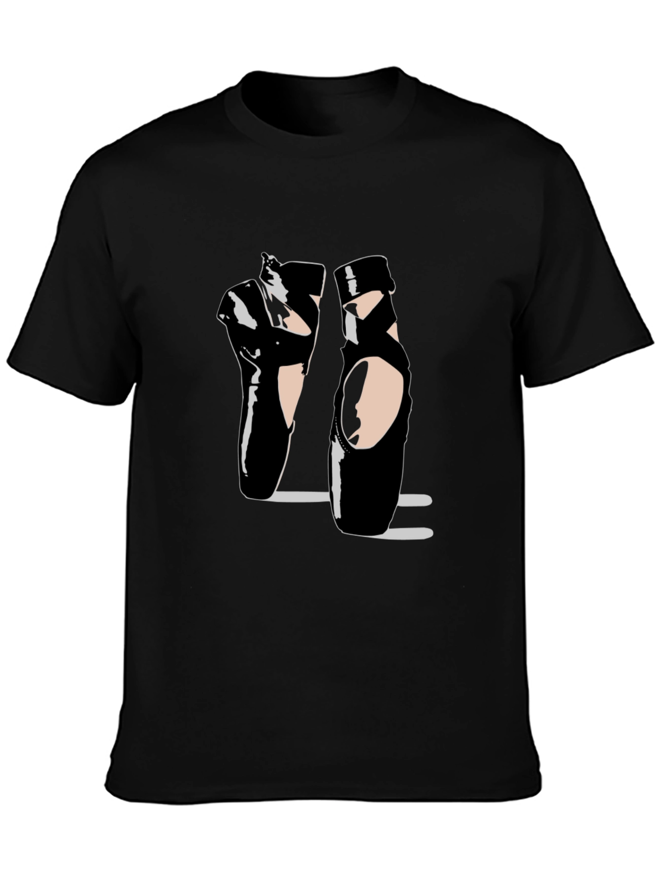 Black Ballet Pointe Shoes Black T-Shirt Dance Design view 3