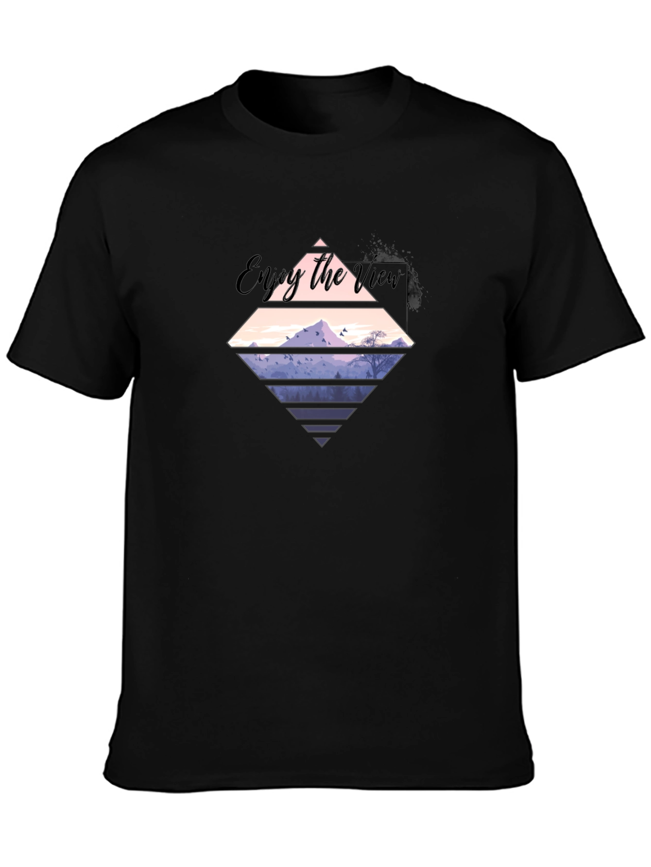 Black Enjoy the View Graphic Tee - Men's Black T-Shirt view 3
