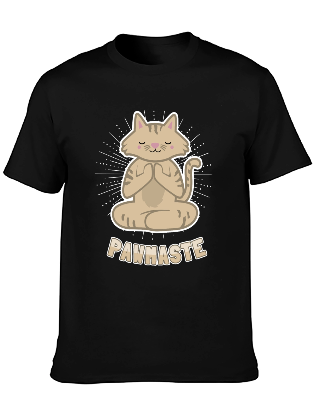 Black Meditating Cat Tee - Pawhaste Design view 3
