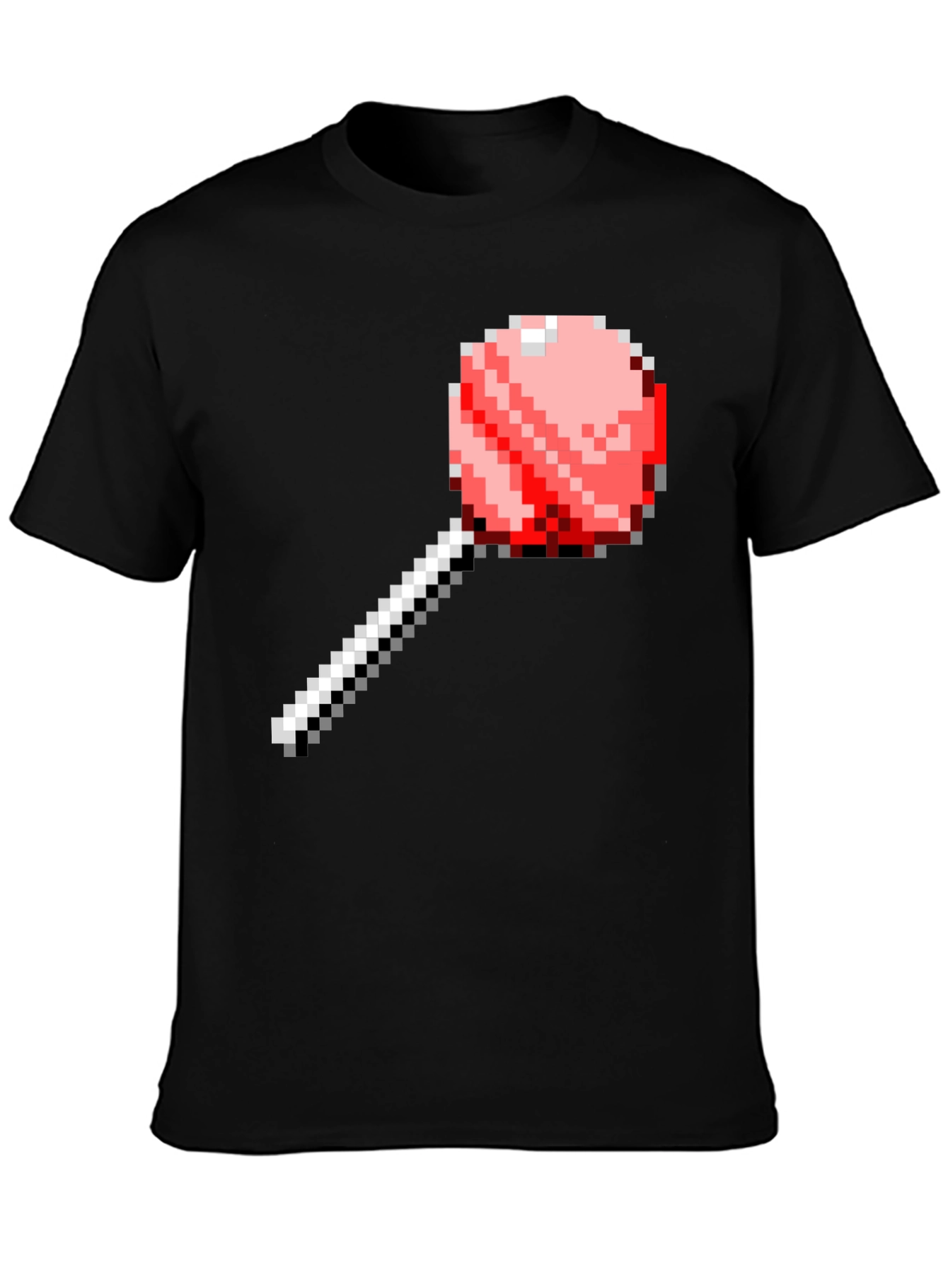 Black Pixel Lollipop Graphic Tee - Novelty Fashion view 3