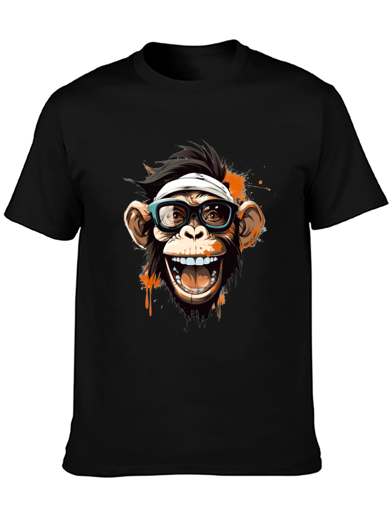Black Funny Monkey Graphic Tee view 3