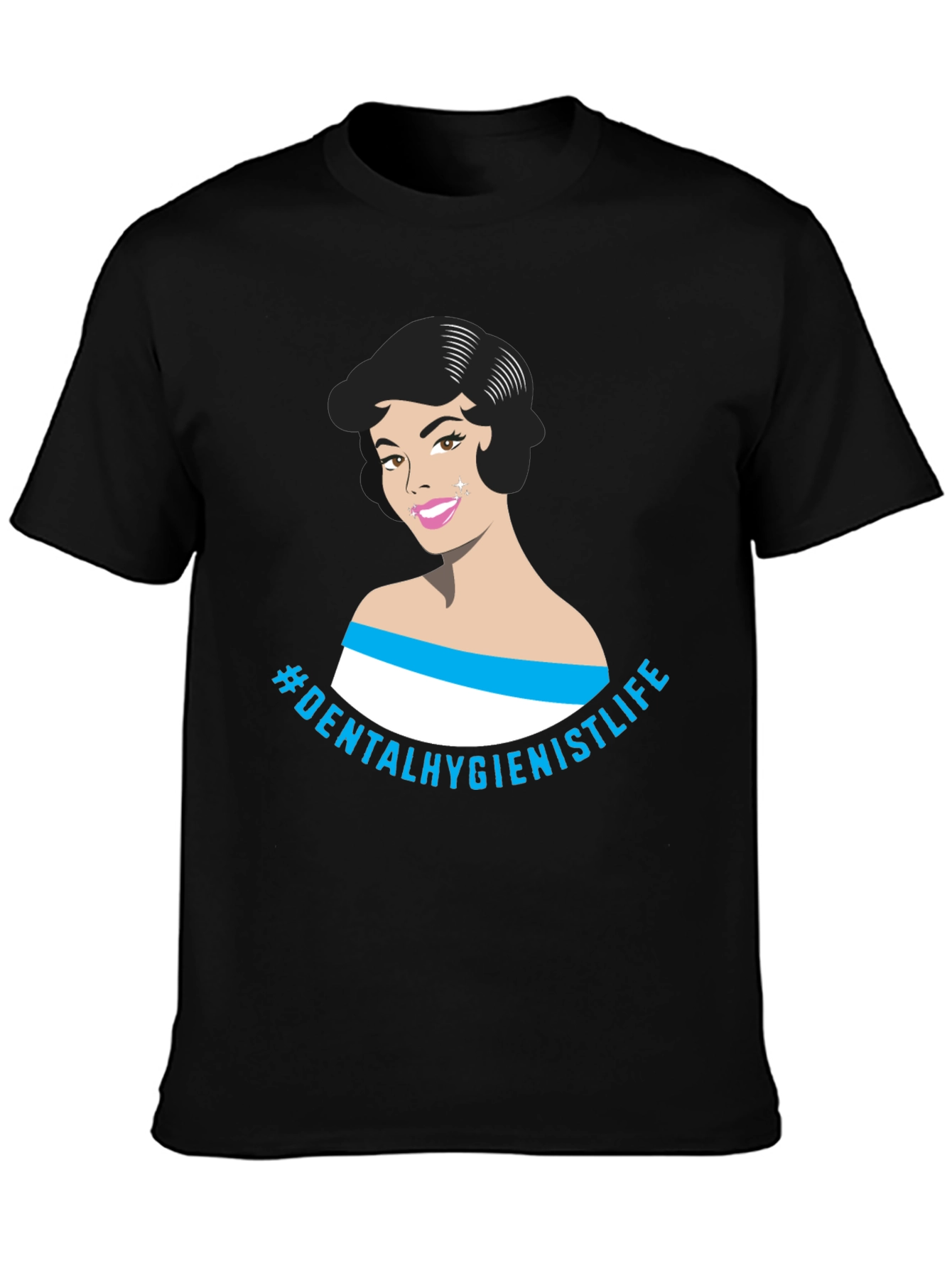 Black Dental Hygienist Life Graphic Tee - Black view 3