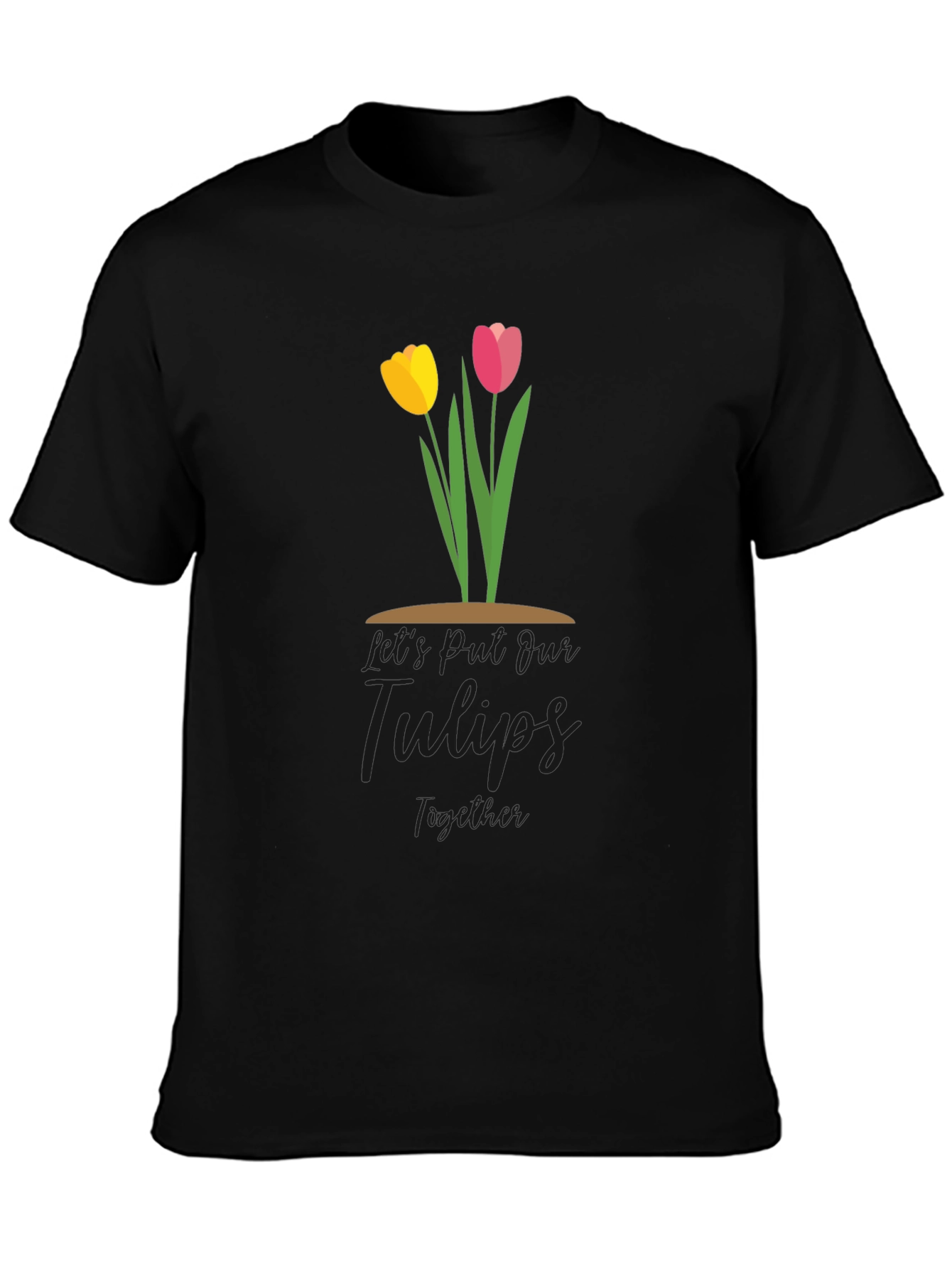 Black Tulips Together Black T-Shirt view 3