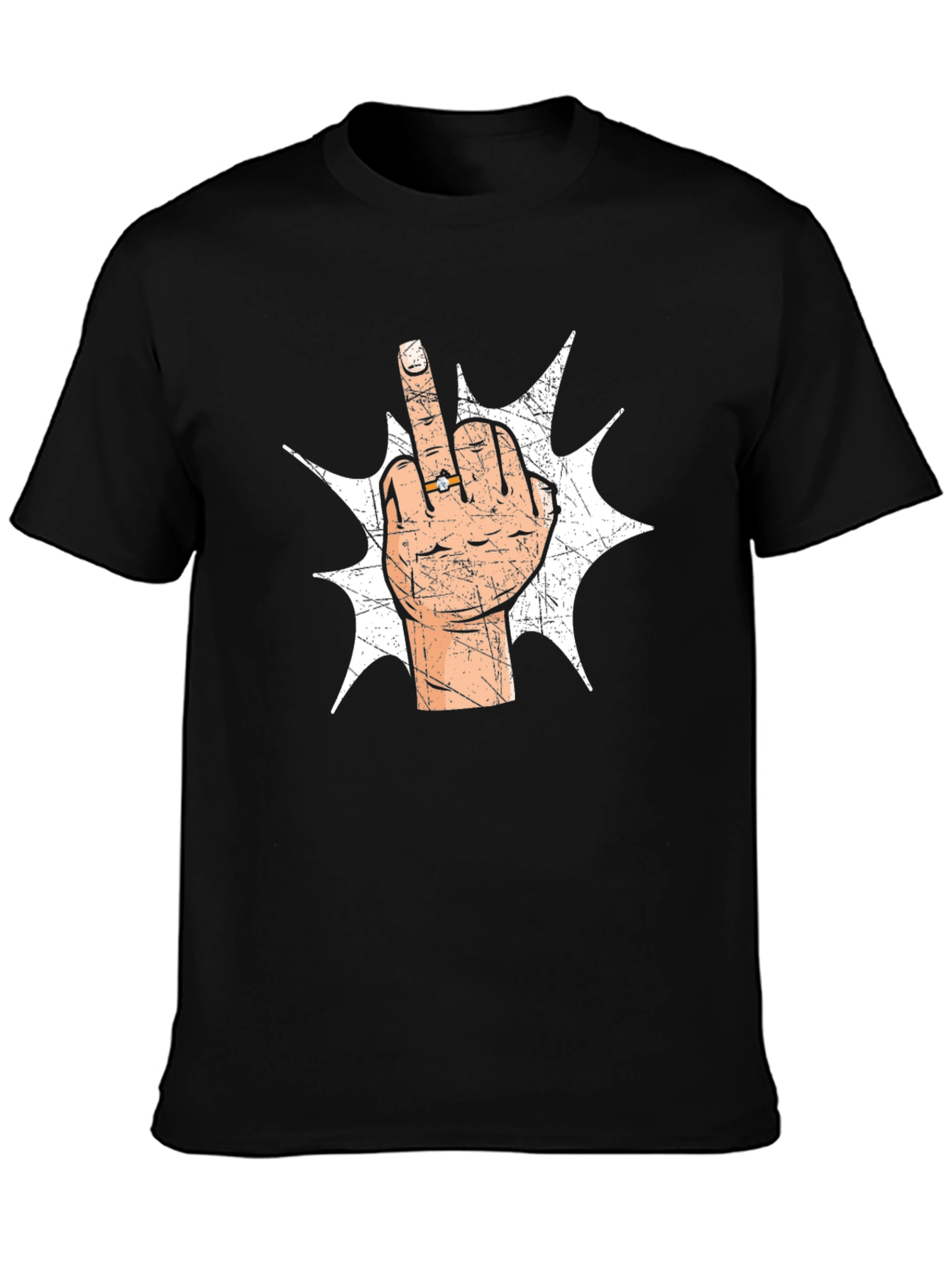 Black Middle Finger Ring Graphic Tee view 3