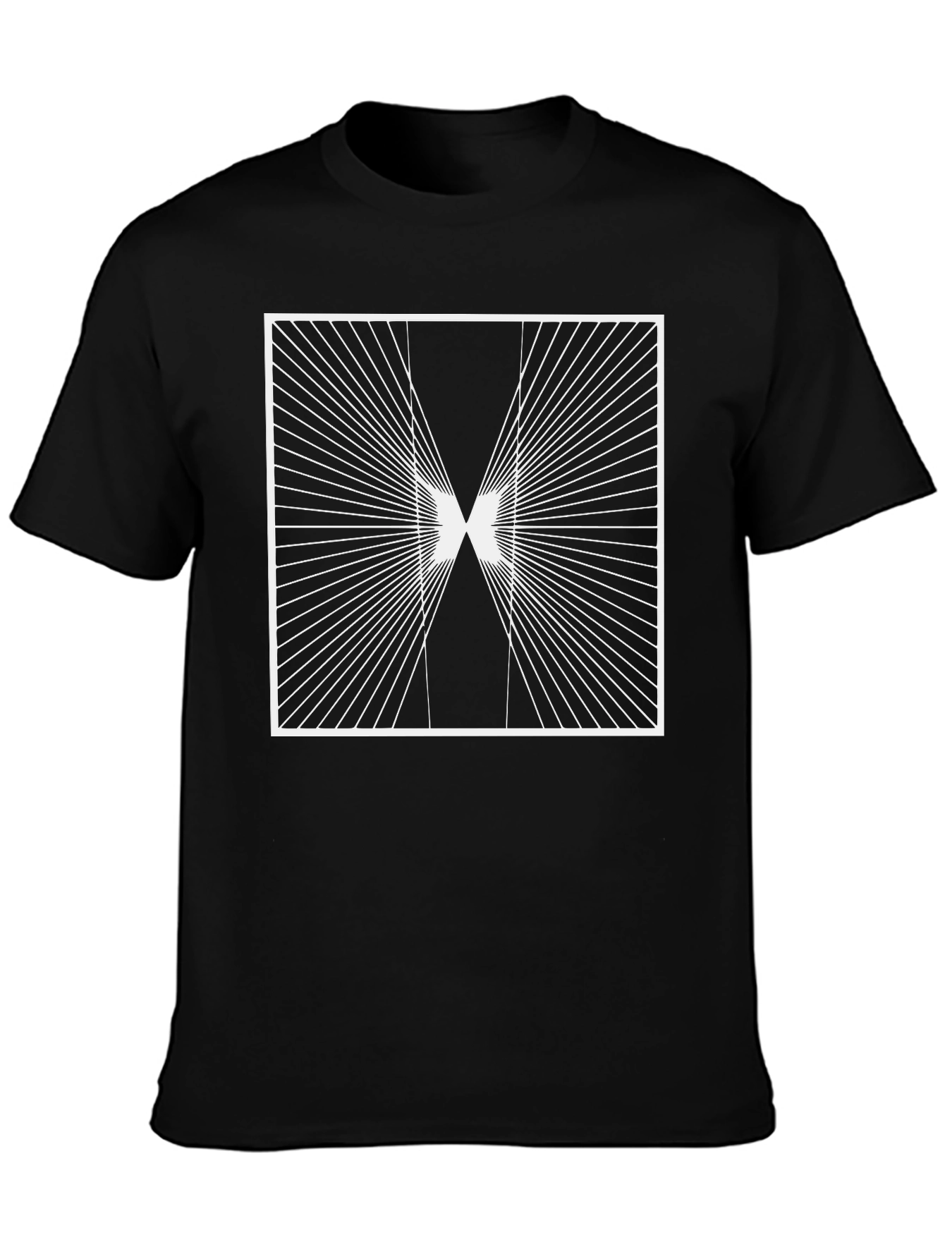 Black Geometric Optical Illusion Graphic T-Shirt view 3
