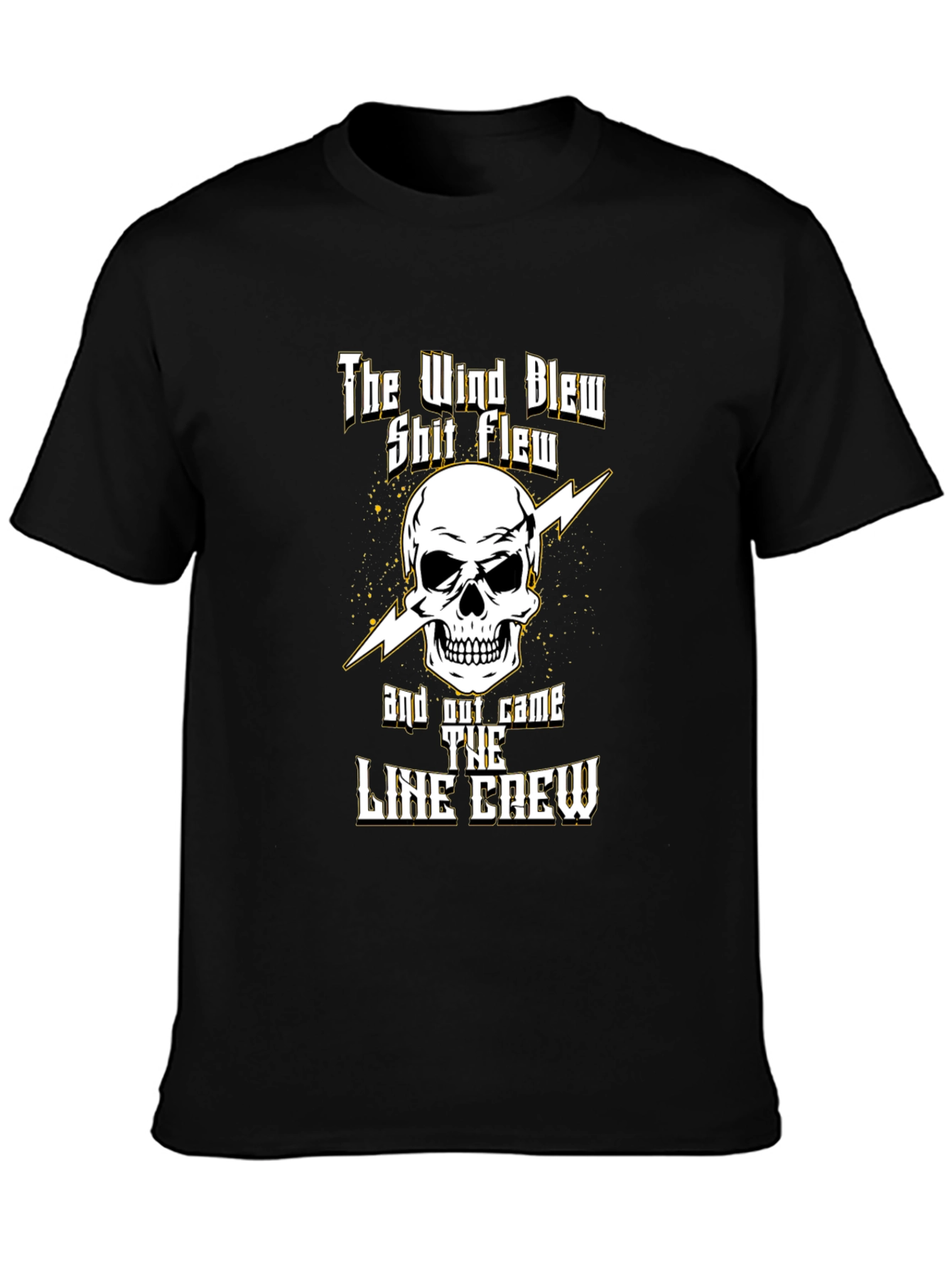 Black Line Crew Skull T-Shirt - Electrician Power Lineman Tee view 3