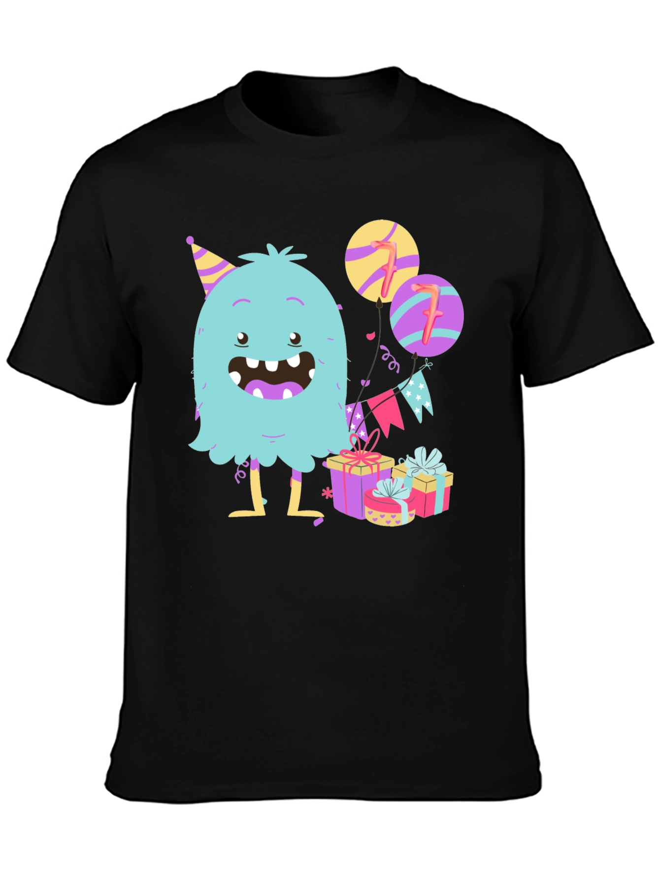 Black Birthday Monster Graphic Tee - 7th Birthday! view 3
