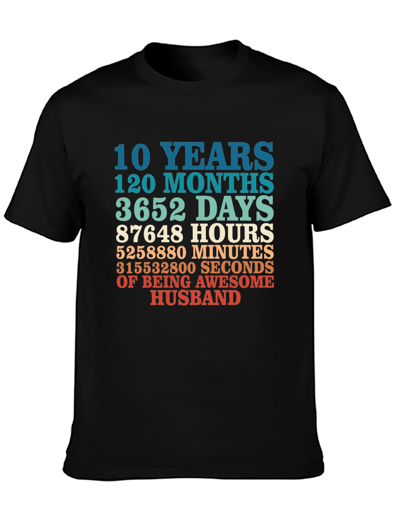 Black 10 Year Anniversary Husband T-Shirt view 3