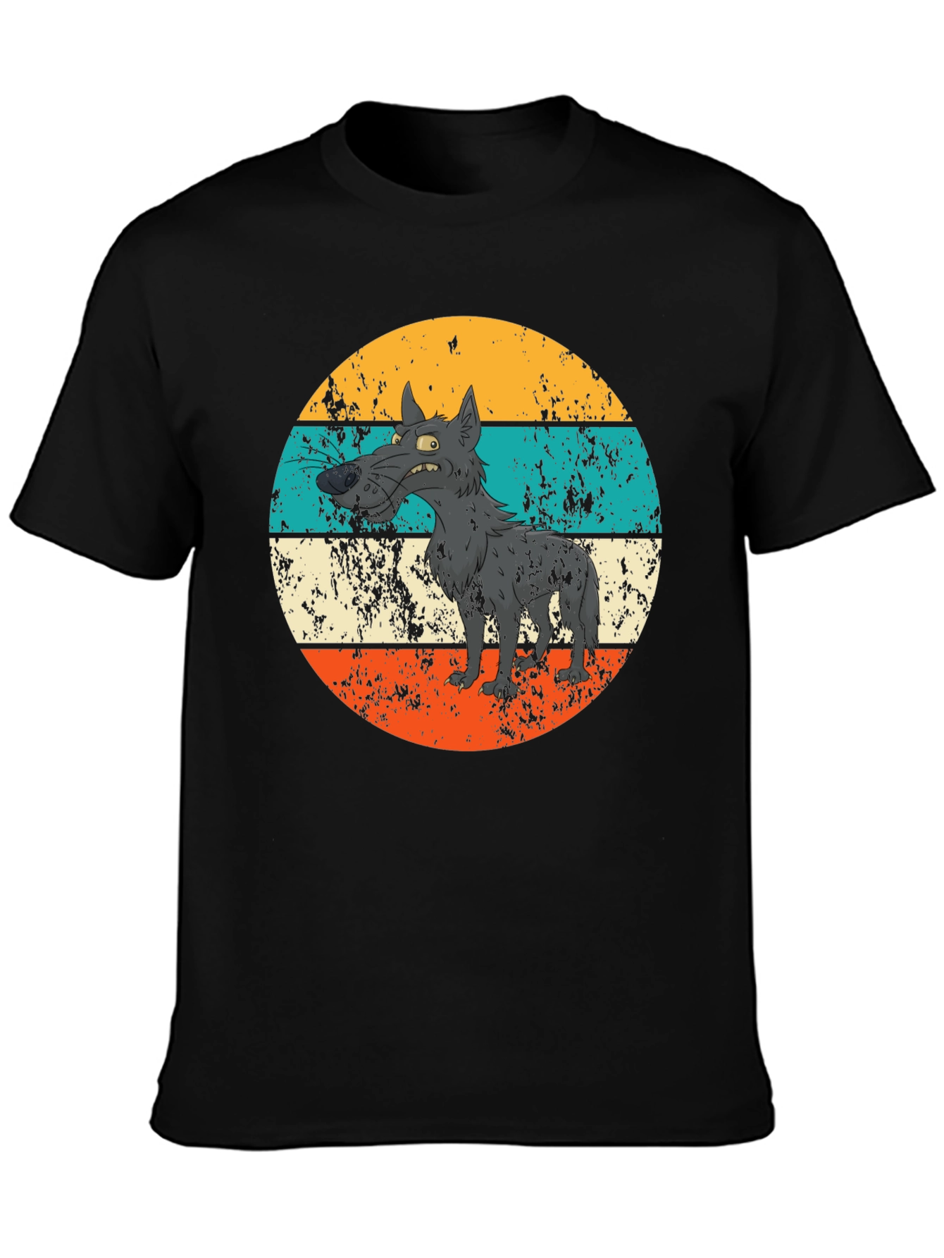 Black Retro Grumpy Wolf Graphic Tee view 3