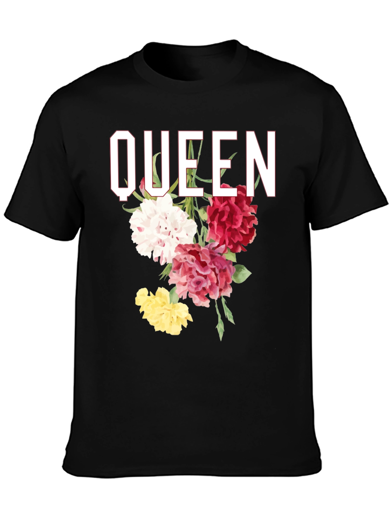 Black Queen Floral Graphic T-Shirt view 3