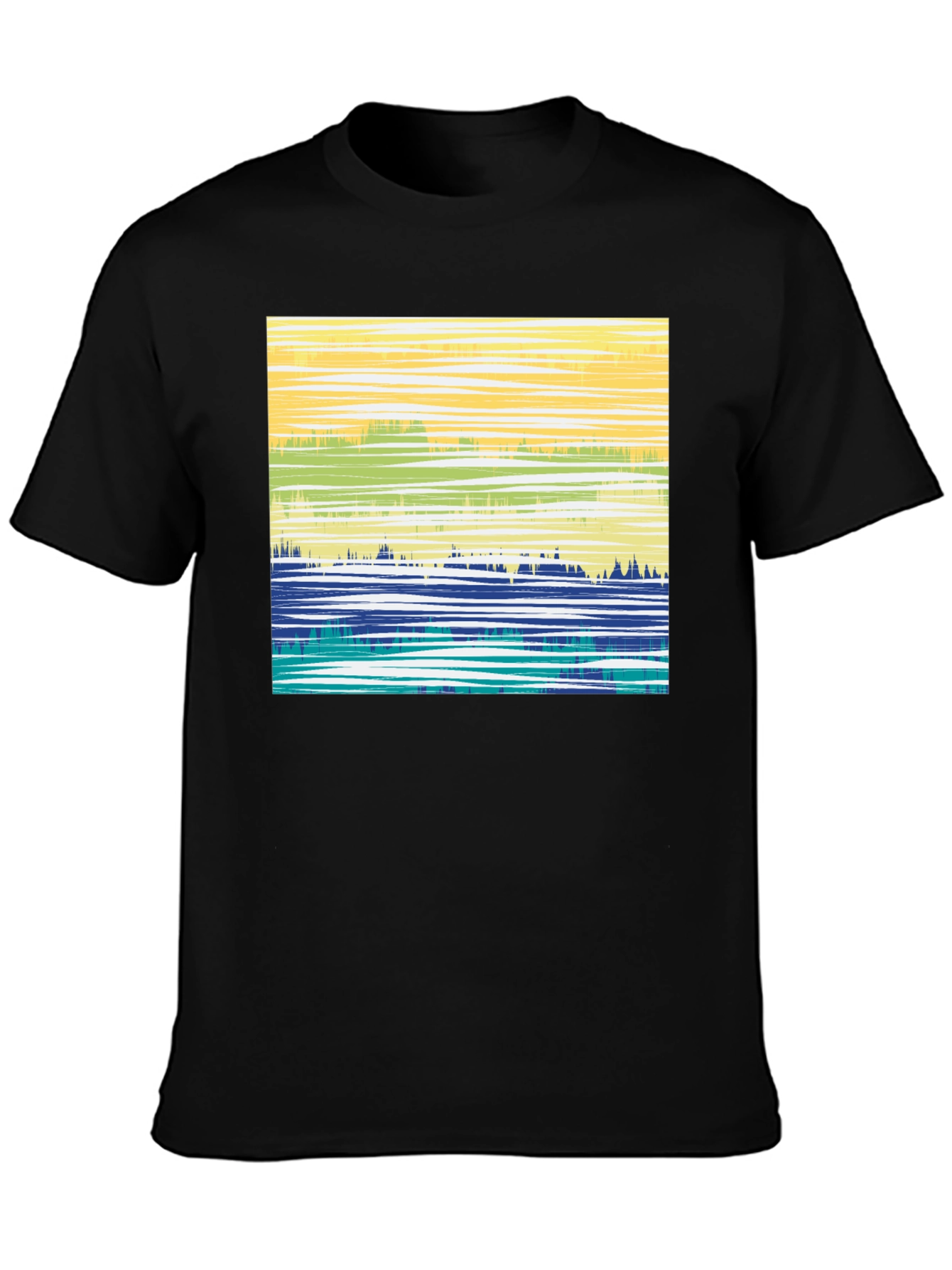 Black Abstract Horizon Graphic T-Shirt - Black view 3