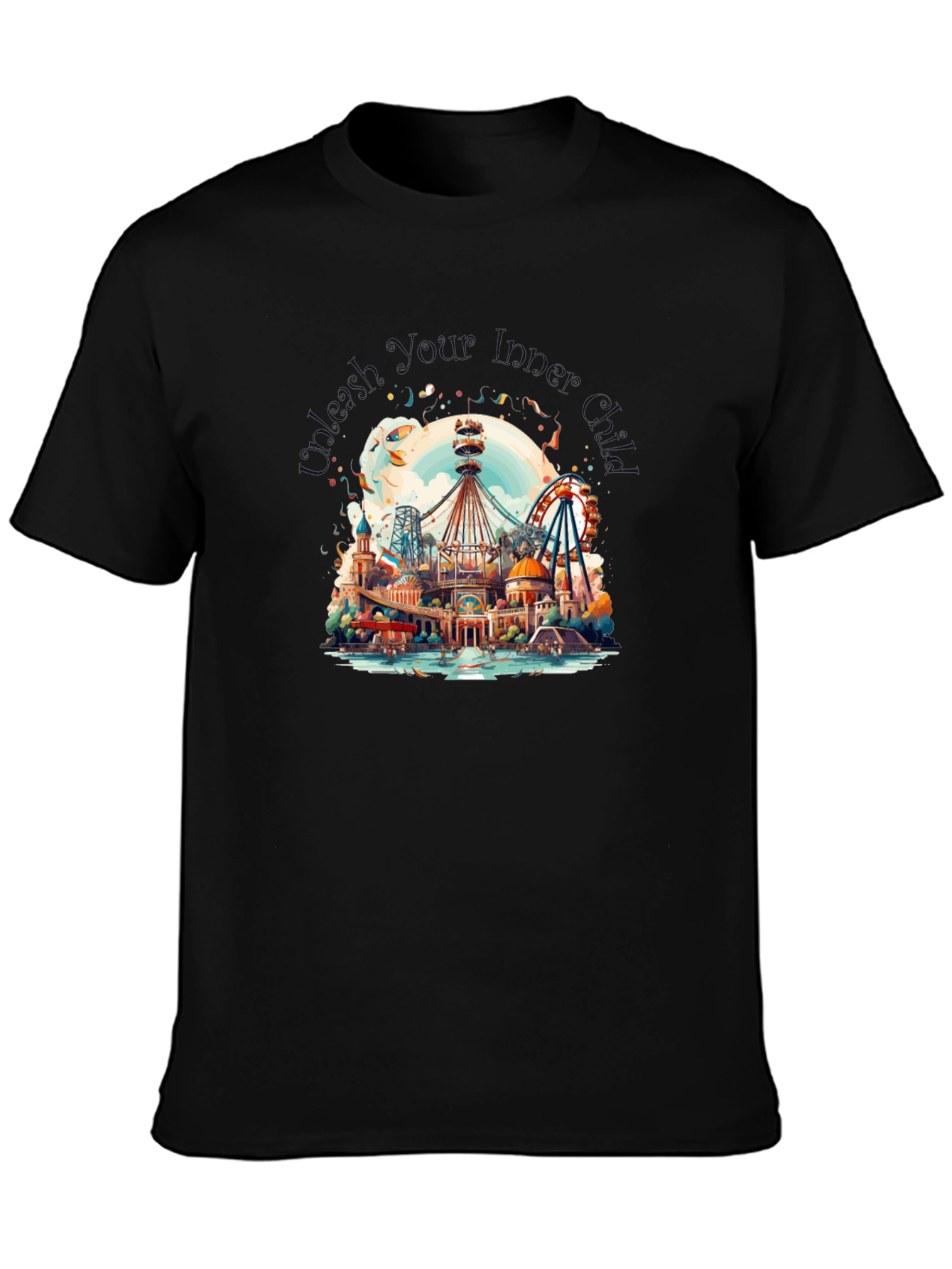 Black Whimsical Amusement Park Graphic Tee view 3