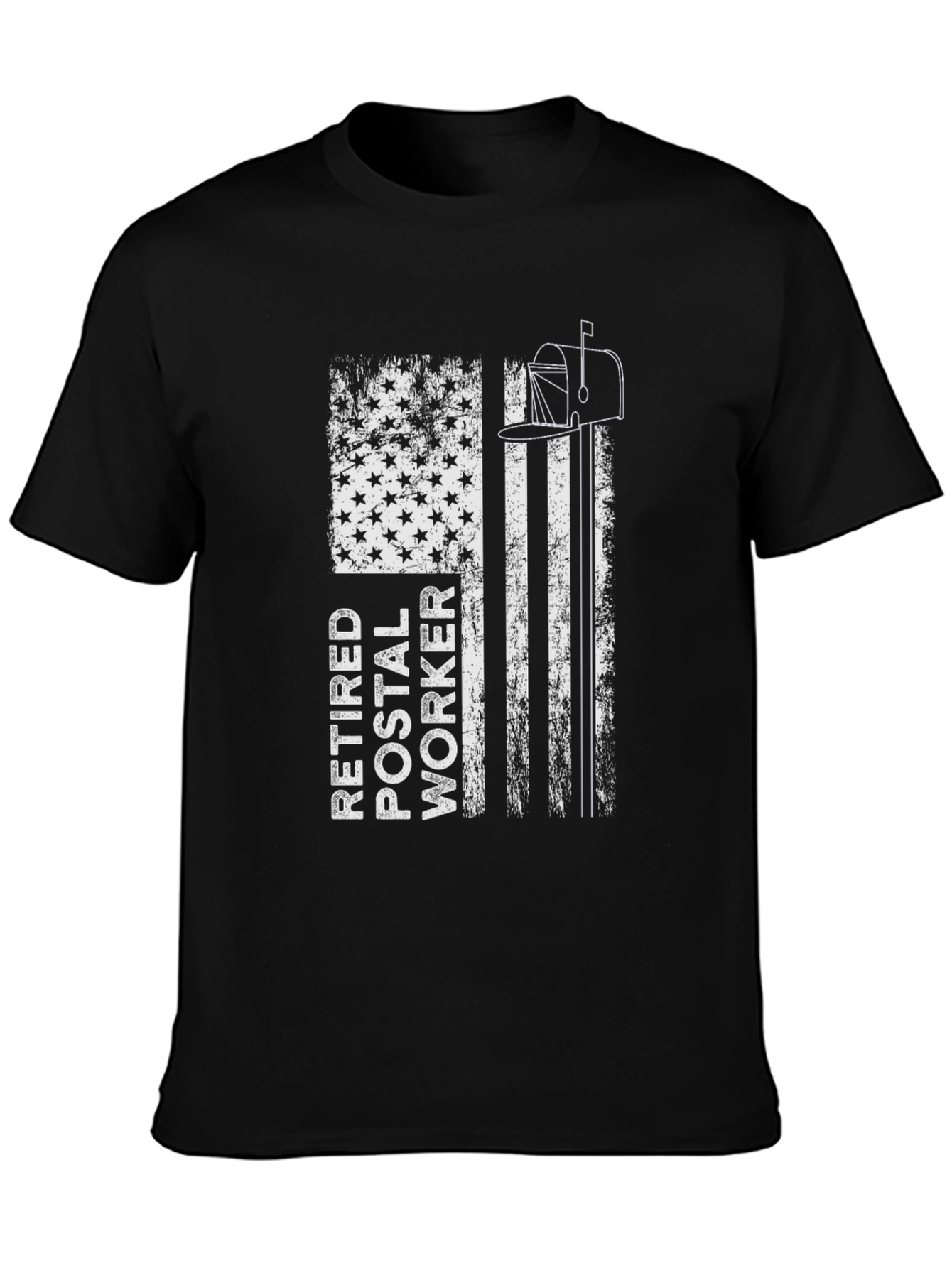 Black Retired Postal Worker Flag Graphic T-Shirt view 3
