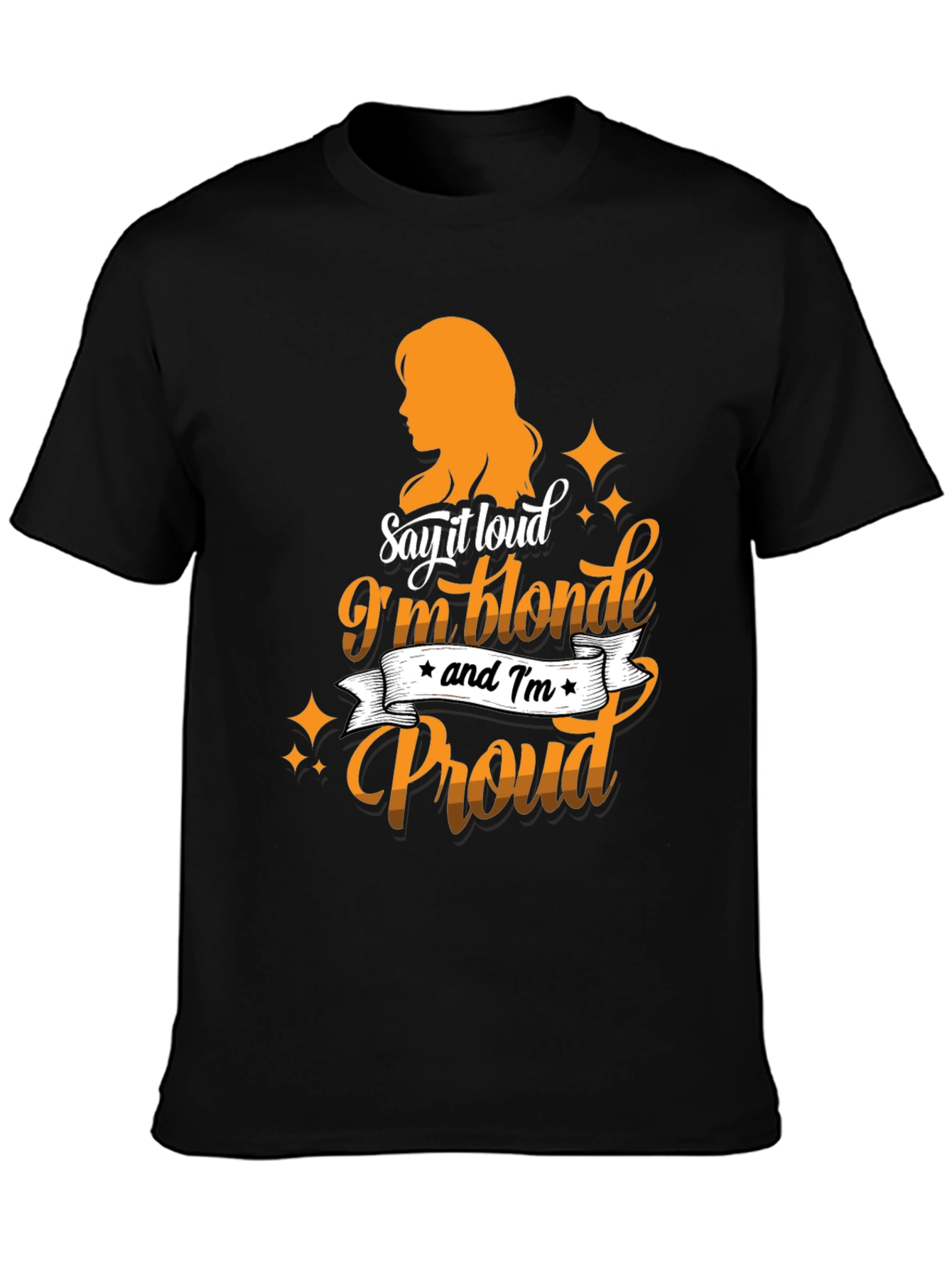 Black Blonde & Proud Graphic Tee - Black Cotton T-Shirt view 3