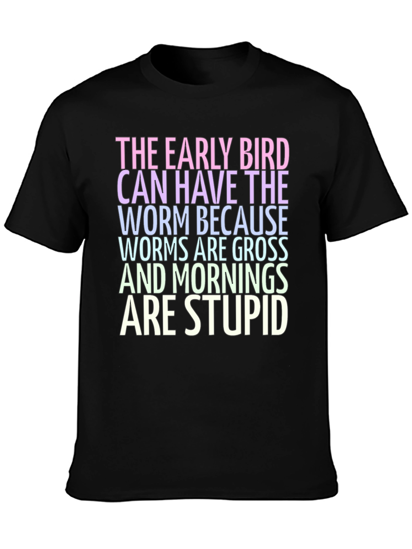 Black The Early Bird T-Shirt - Worms are Gross! view 3