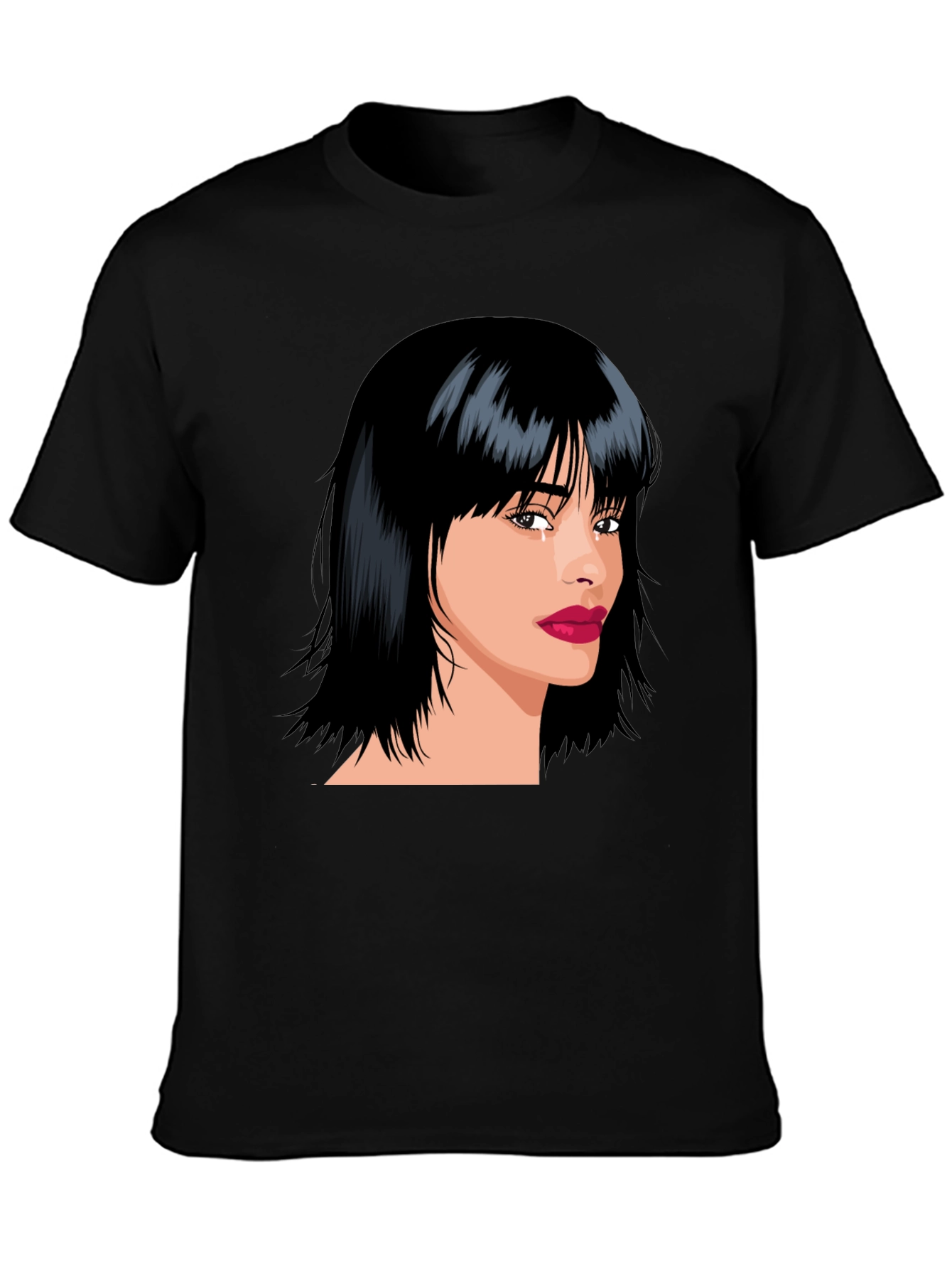 Black Stylish Woman Portrait Graphic Black T-Shirt view 3