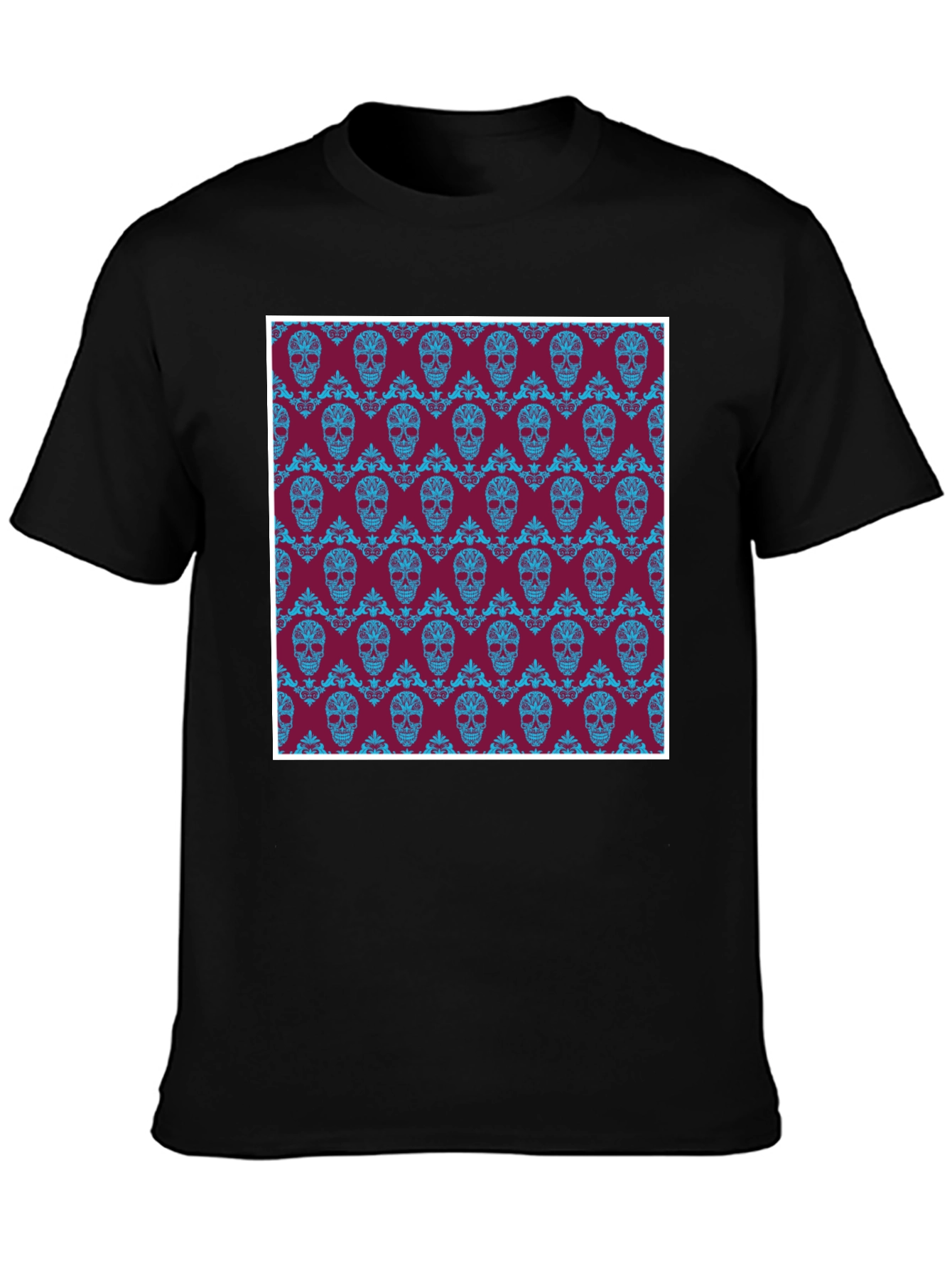 Black Skull Pattern T-Shirt view 3