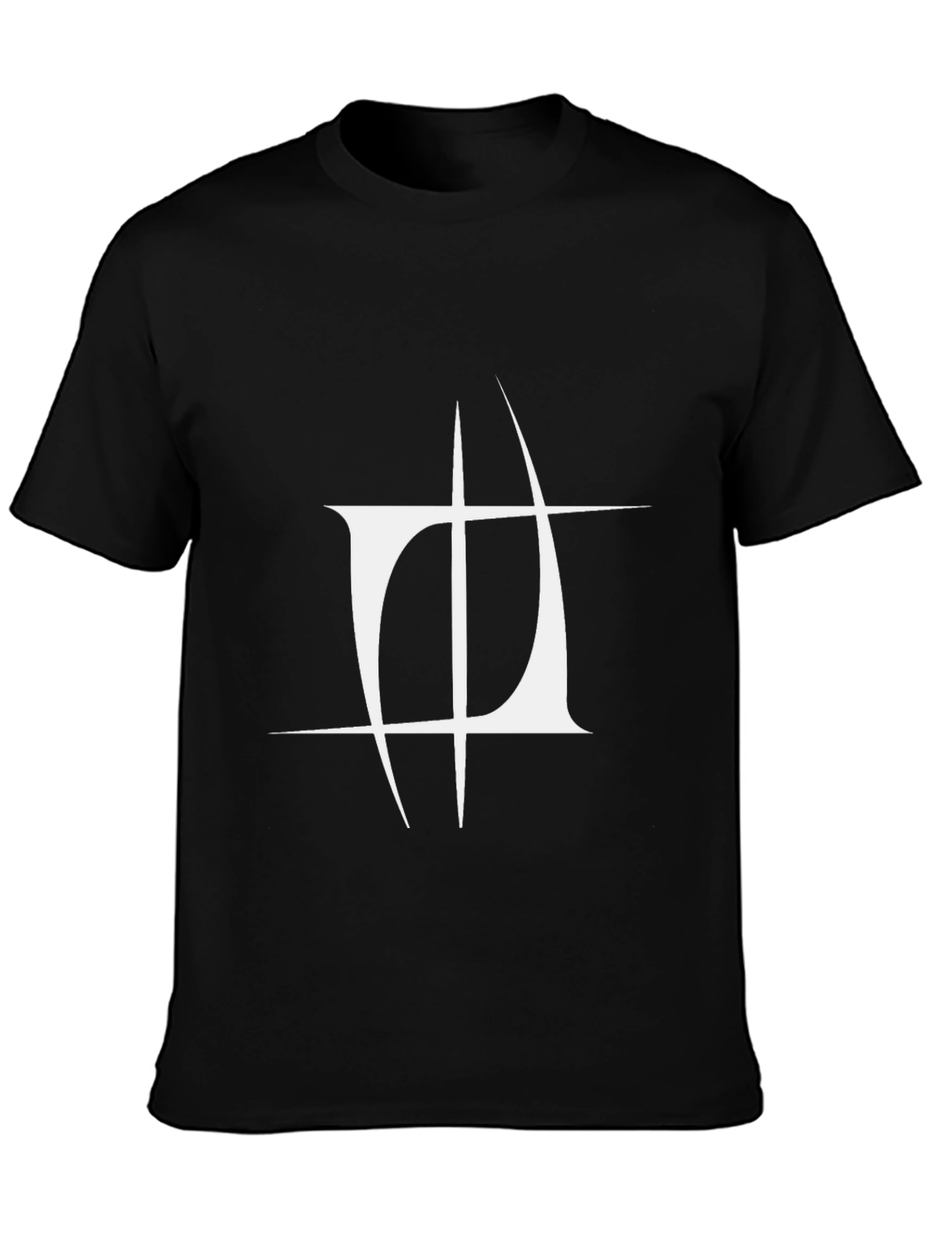 Black Black T-Shirt with White Abstract Graphic Print view 3