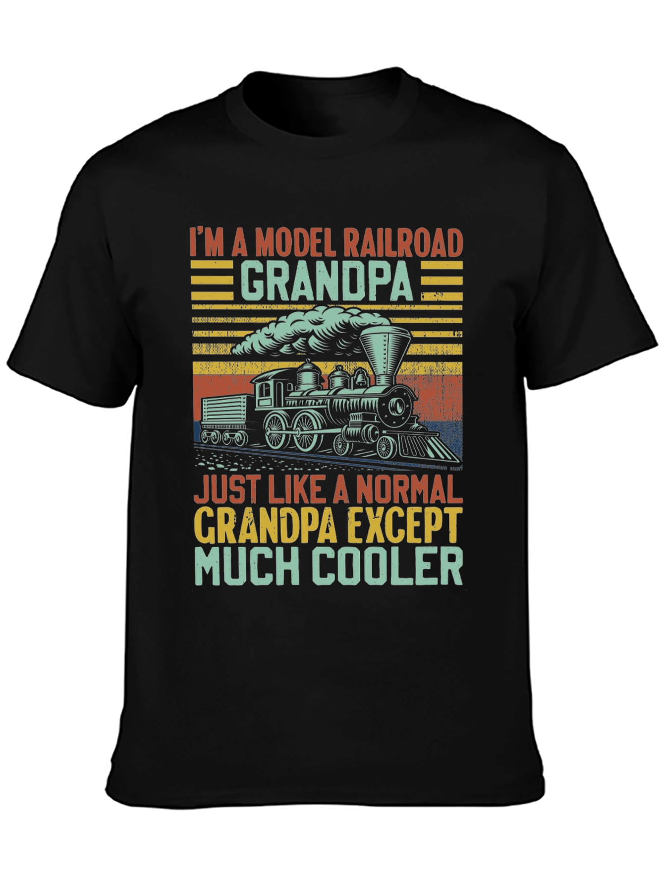 Black Model Railroad Grandpa T-Shirt - Much Cooler view 3