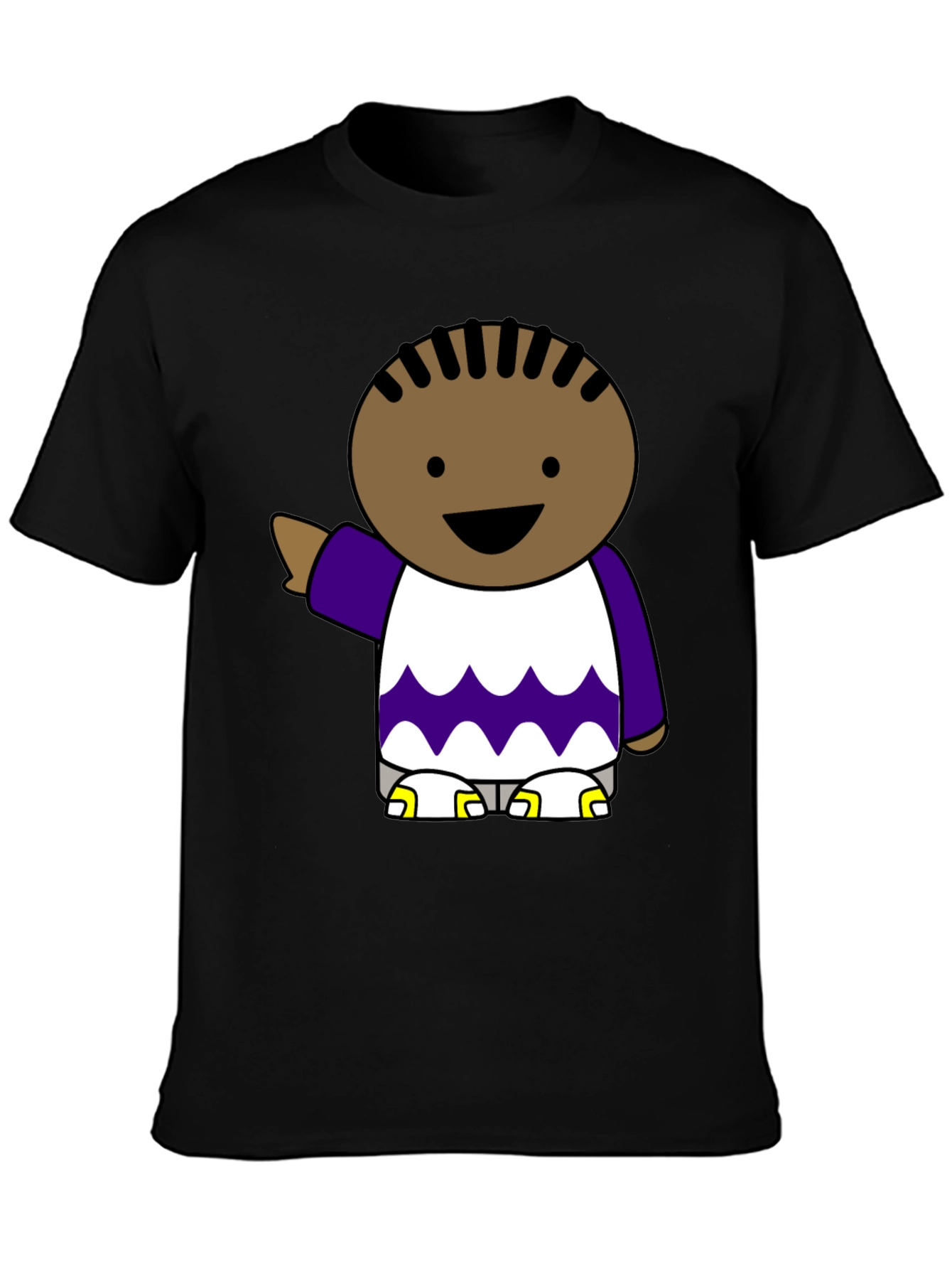 Black Cartoon Character Black T-Shirt view 3