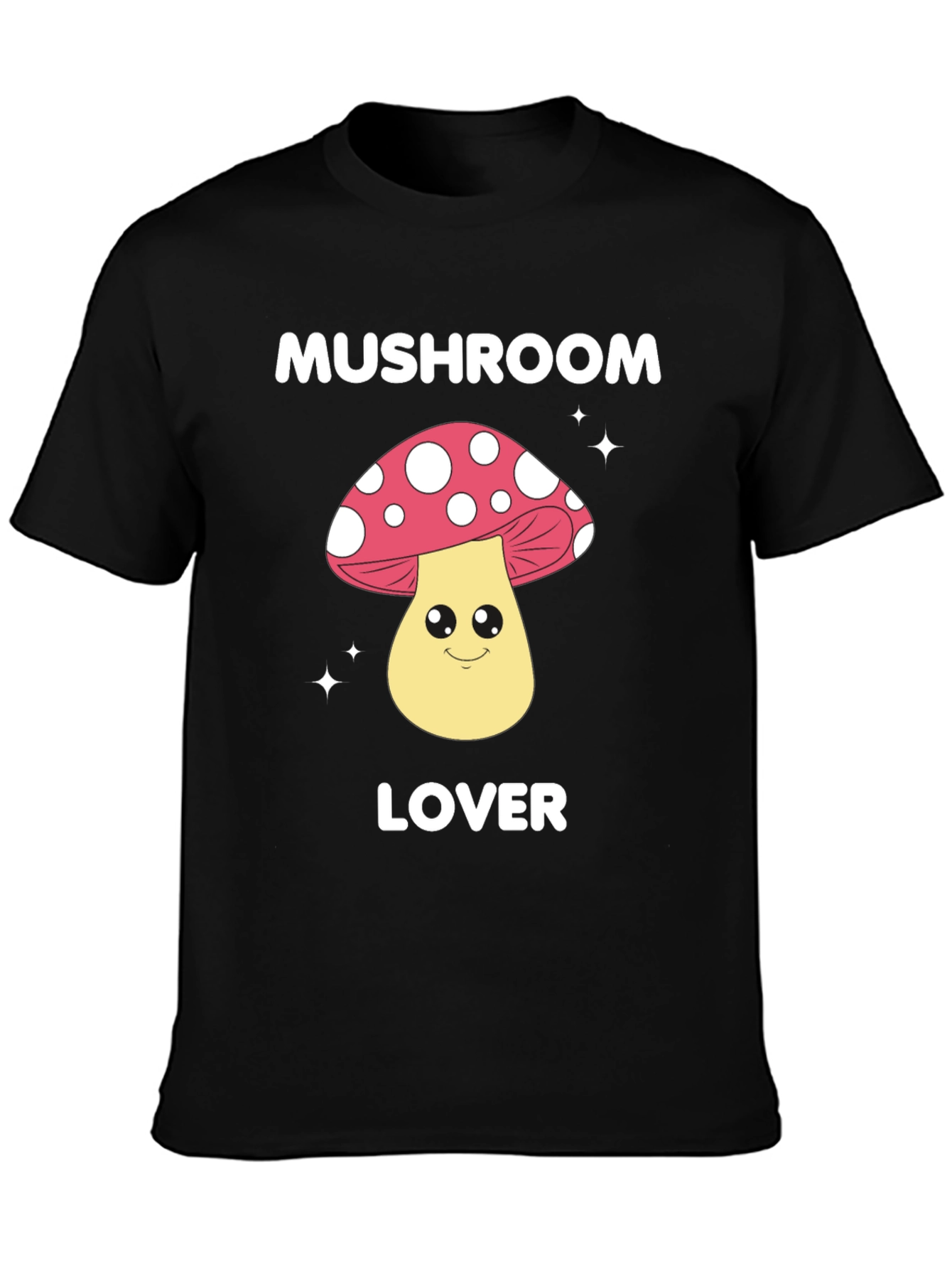 Black Mushroom Lover Graphic Tee - Fun Novelty Shirt view 3