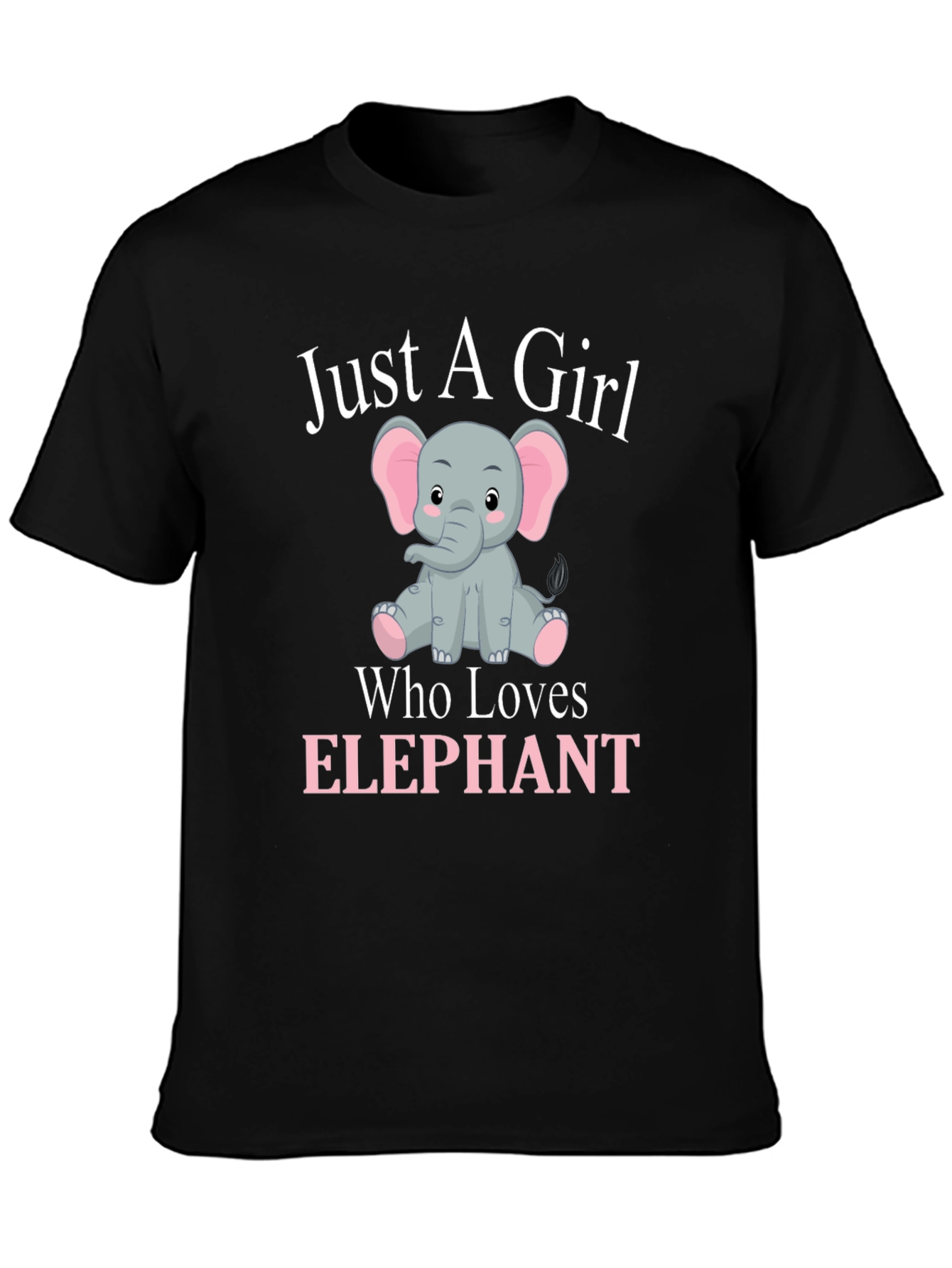 Black Just a Girl Who Loves Elephants T-Shirt view 3