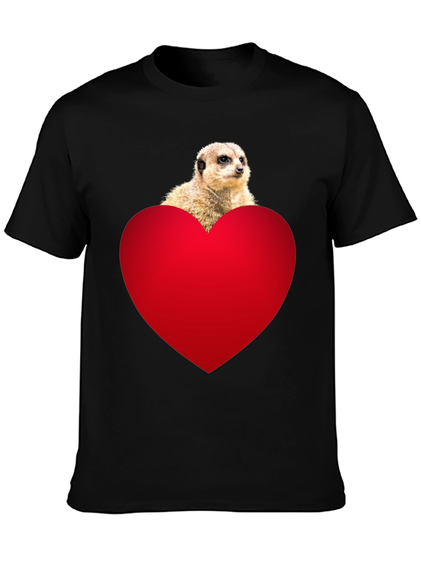 Black Meerkat Heart T-Shirt - Cute Animal Tee view 3