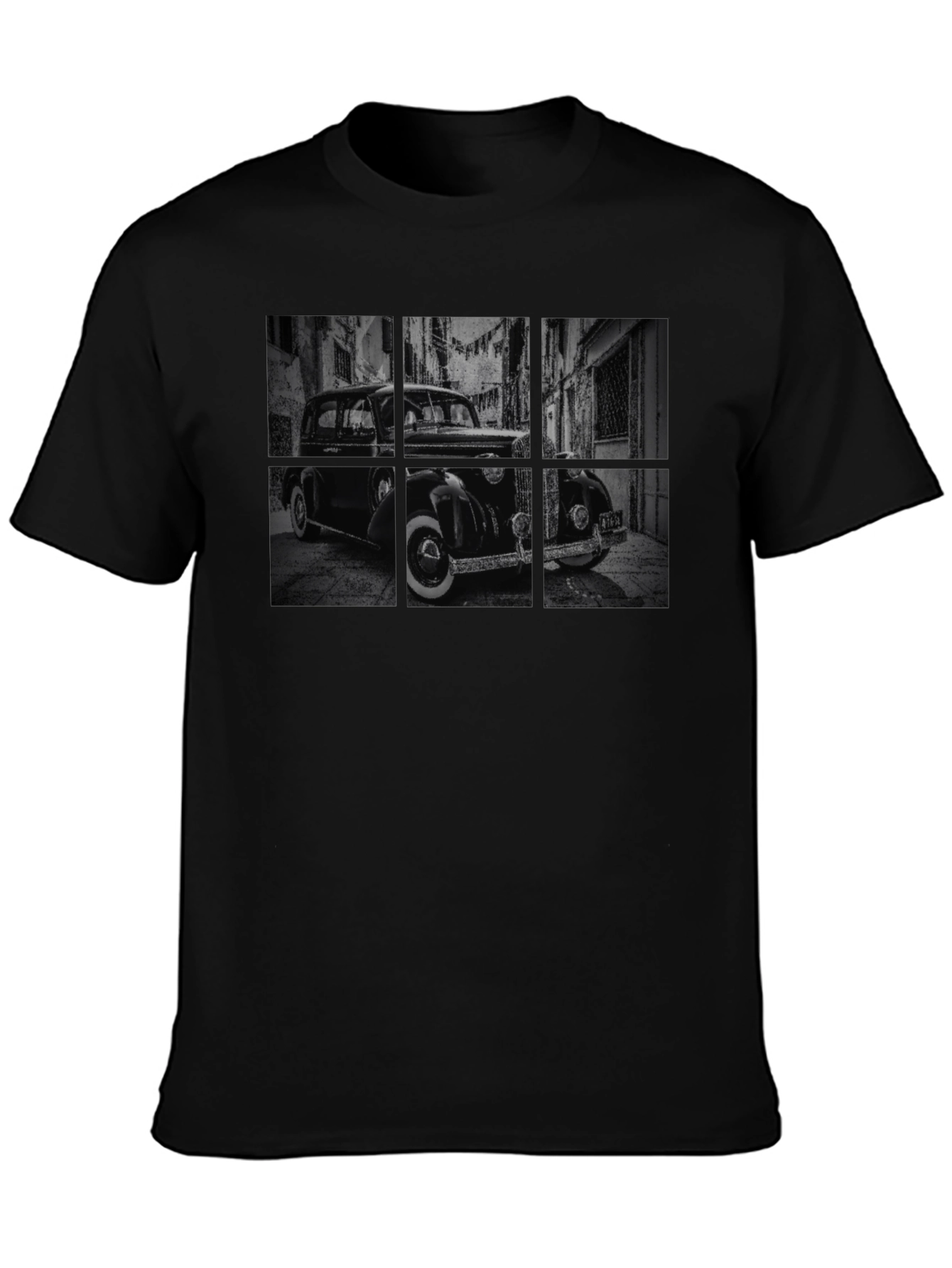 Black Vintage Car Black T-Shirt view 3