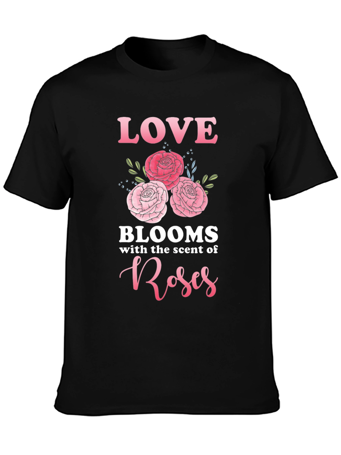 Black Love Blooms Roses T-Shirt view 3