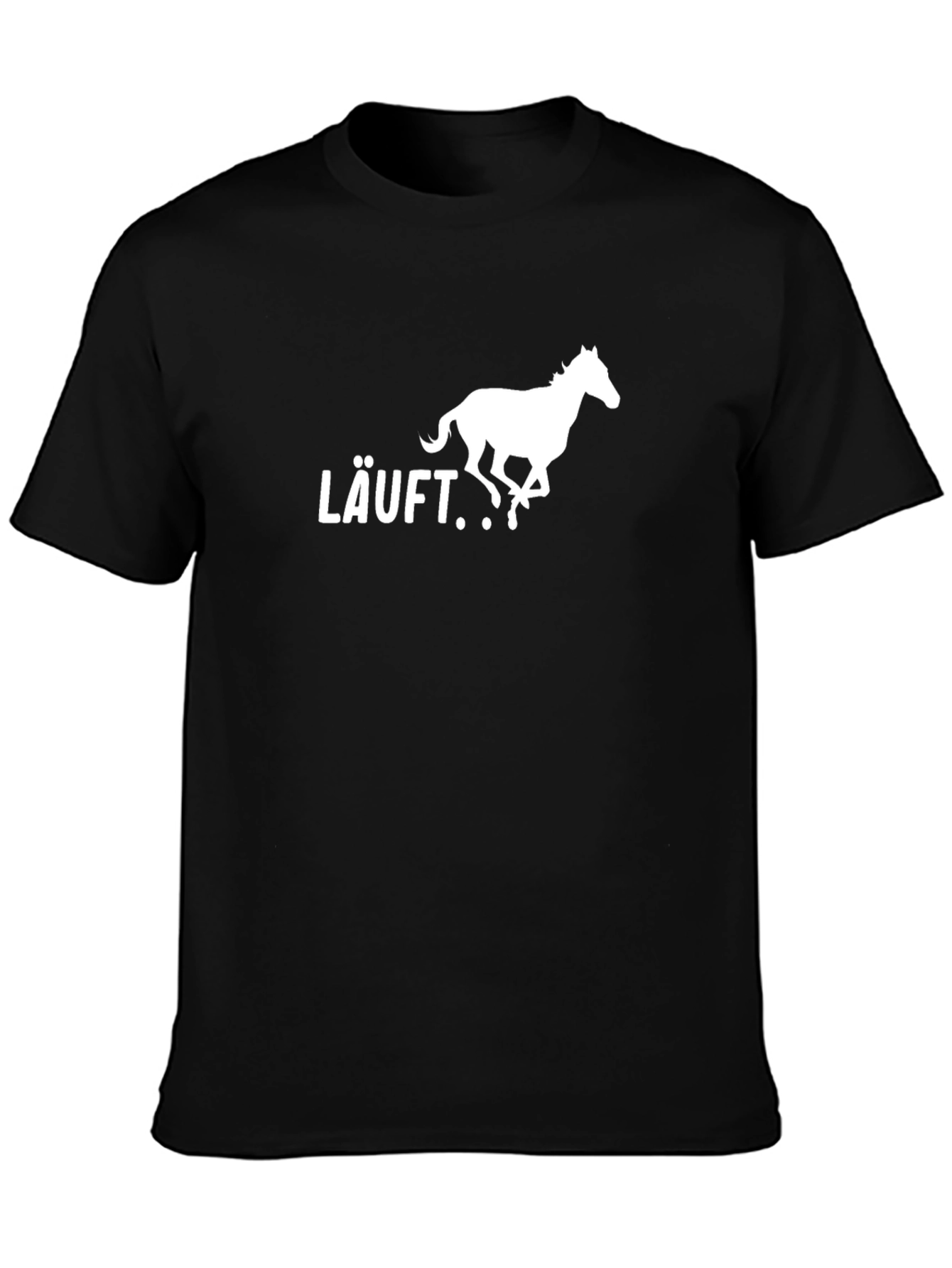 Black LÄUFT Running Horse T-Shirt - Black Cotton Tee view 3