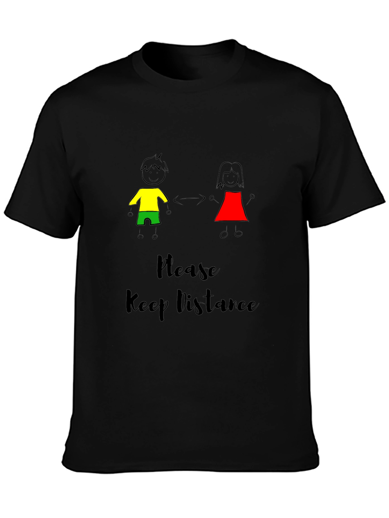 Black Social Distance Graphic Tee - Black view 3