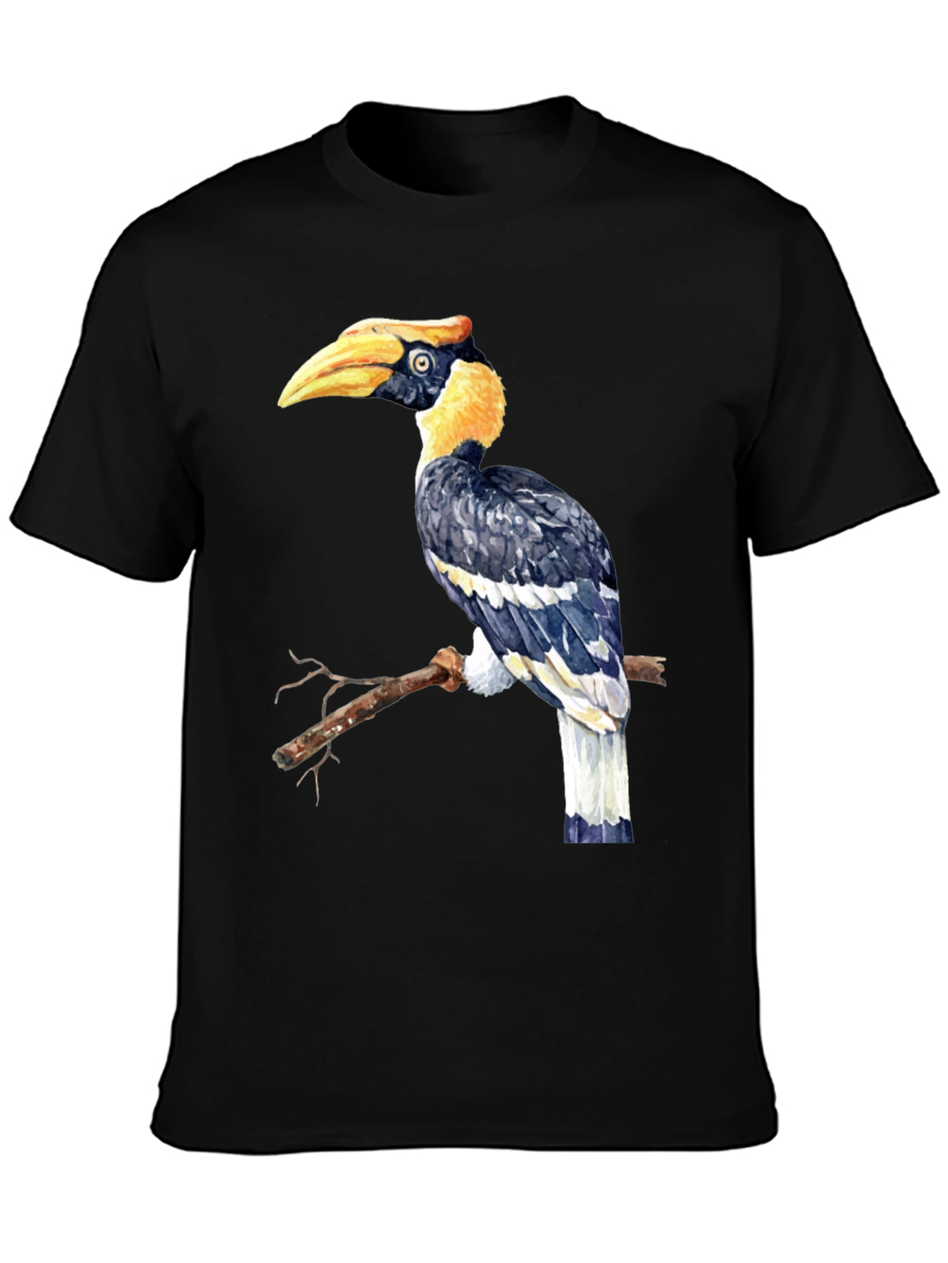 Black Hornbill Bird Graphic Tee - Unique Animal Design T-Shirt view 3