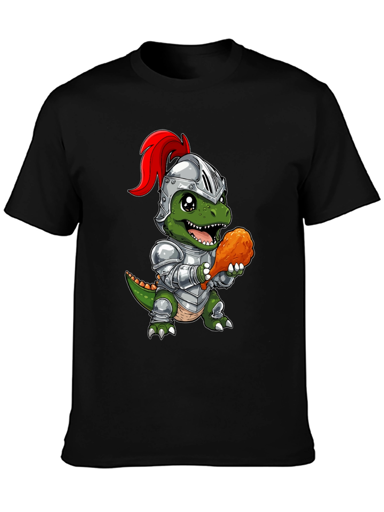 Black Dino Knight T-Shirt - Chicken Leg Champion view 3