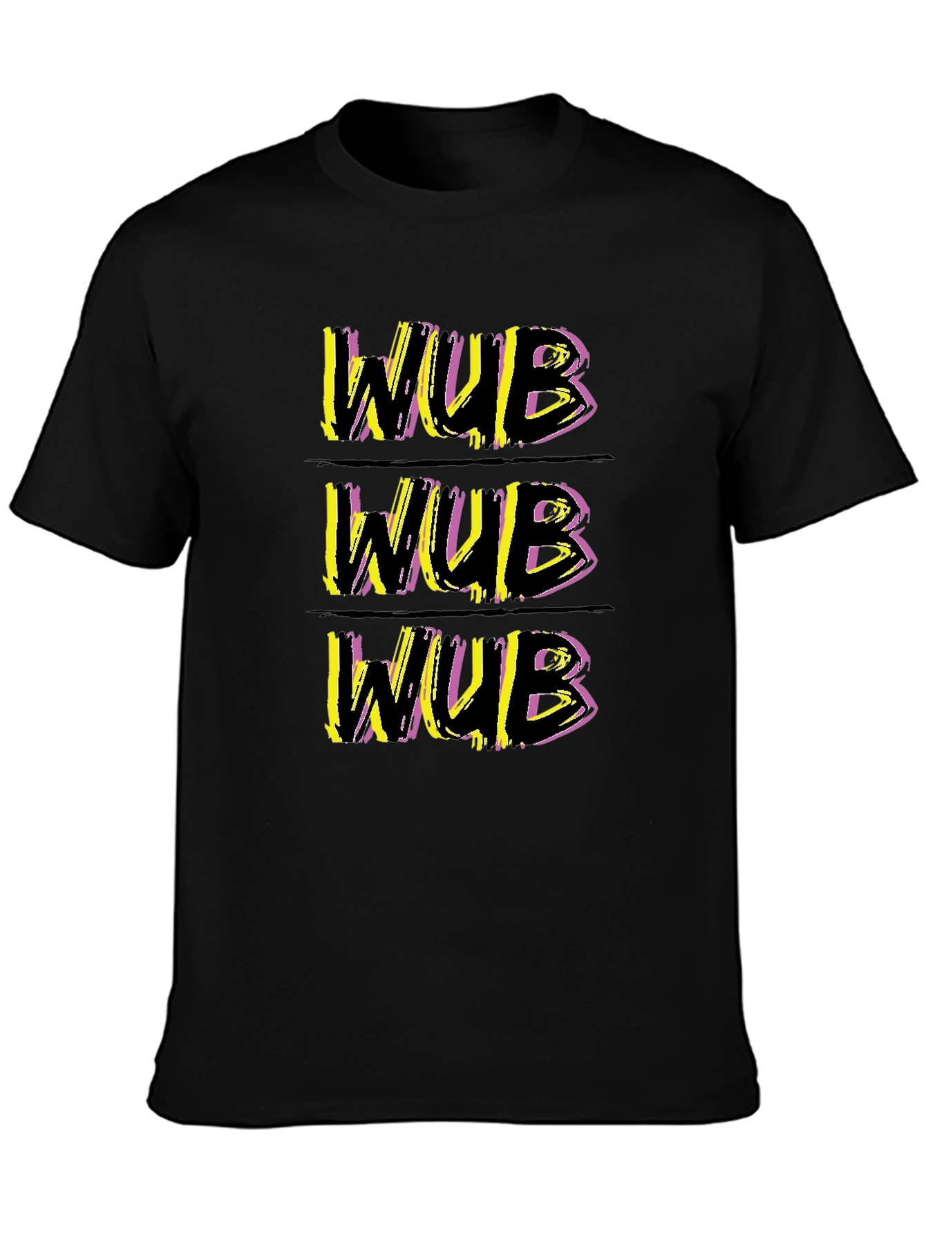 Black WUB Graphic Tee - Stylish Crew Neck T-Shirt view 3