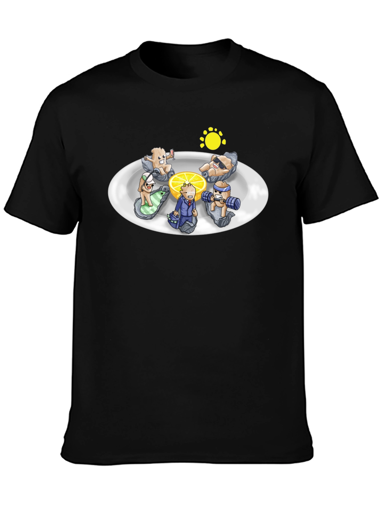 Black Oyster Character Graphic Black T-Shirt view 3