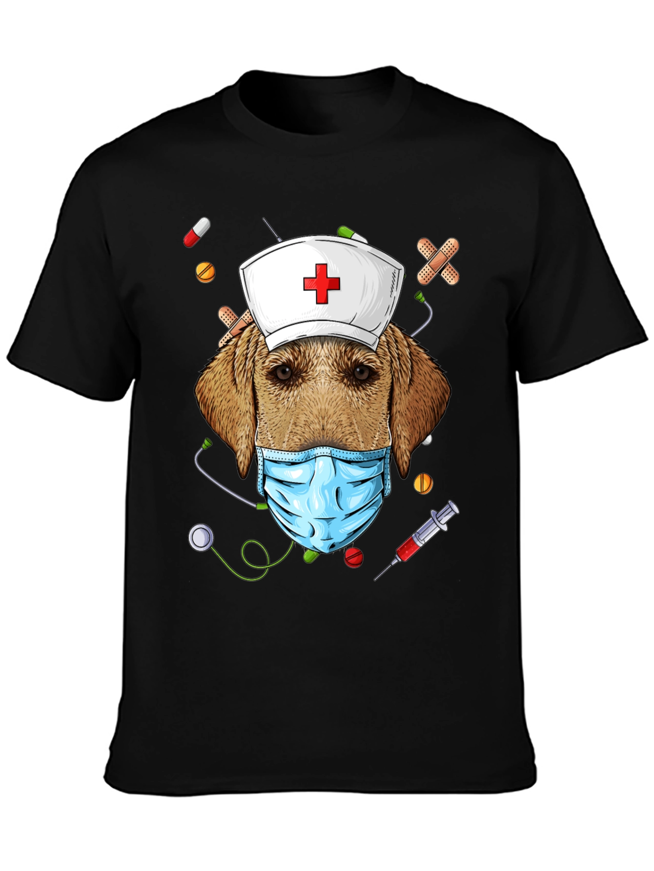 Black Dog Nurse Novelty Graphic T-Shirt view 3