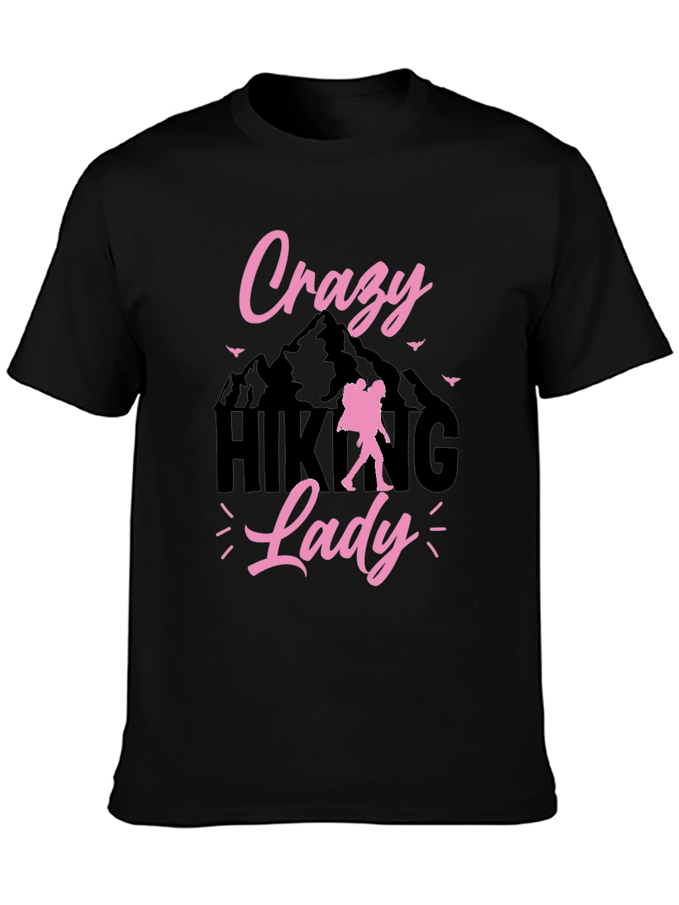 Black Crazy Hiking Lady Graphic Tee view 3