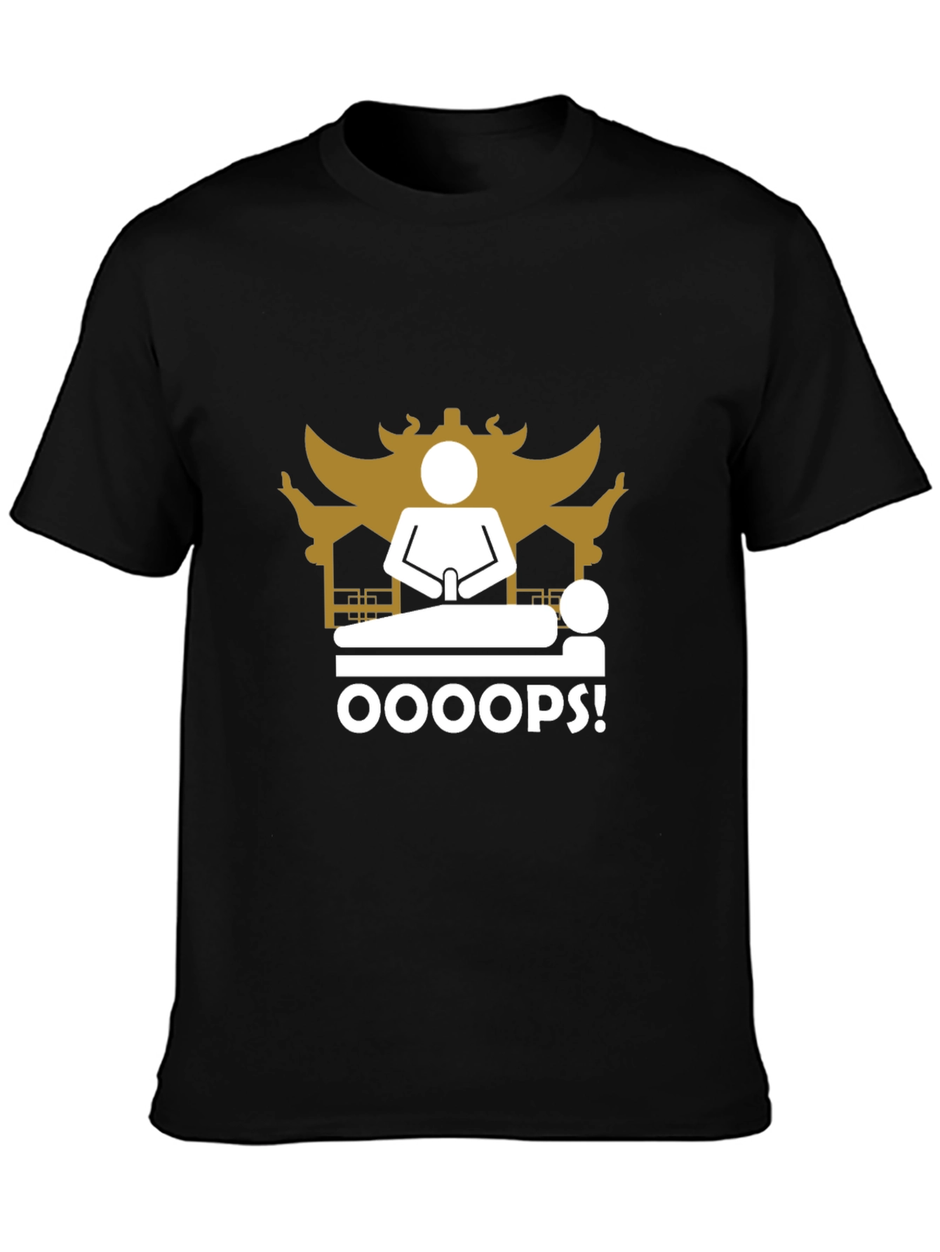 Black Oops! Funny Black T-Shirt - Unique Graphic Tee view 3