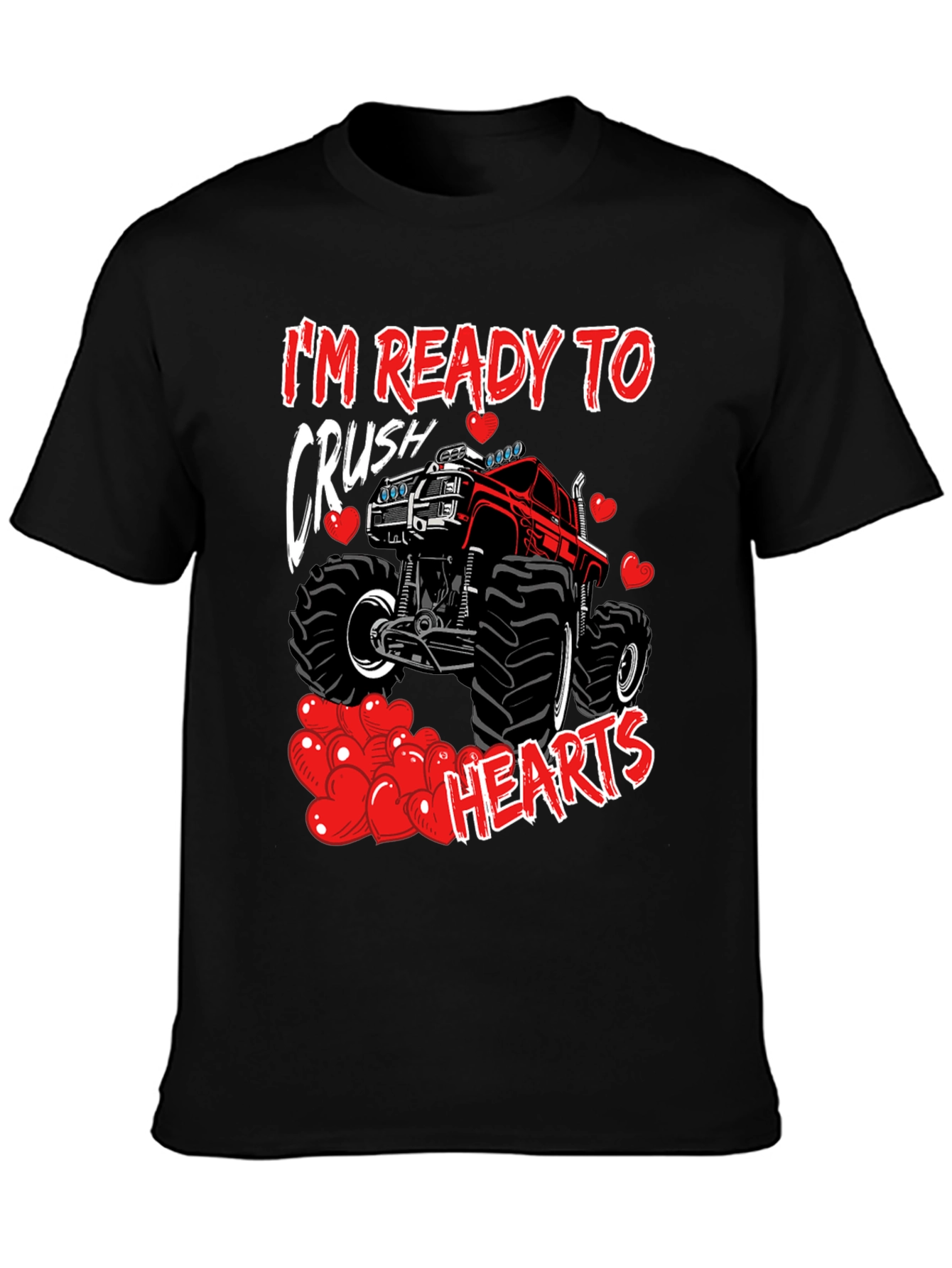 Black Crush Hearts Monster Truck Graphic Tee view 3