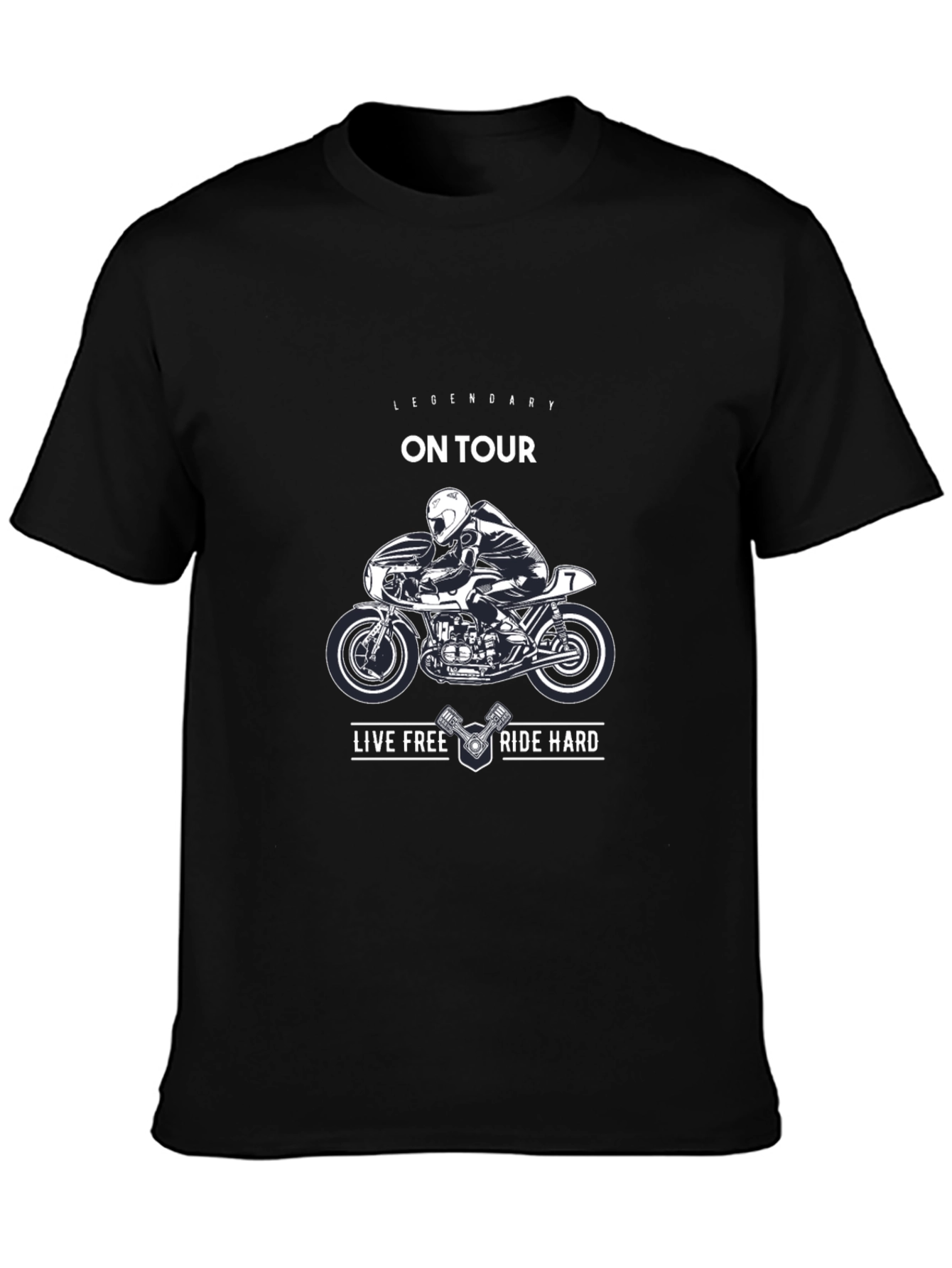 Black Legendary On Tour Motorcycle Graphic T-Shirt view 3