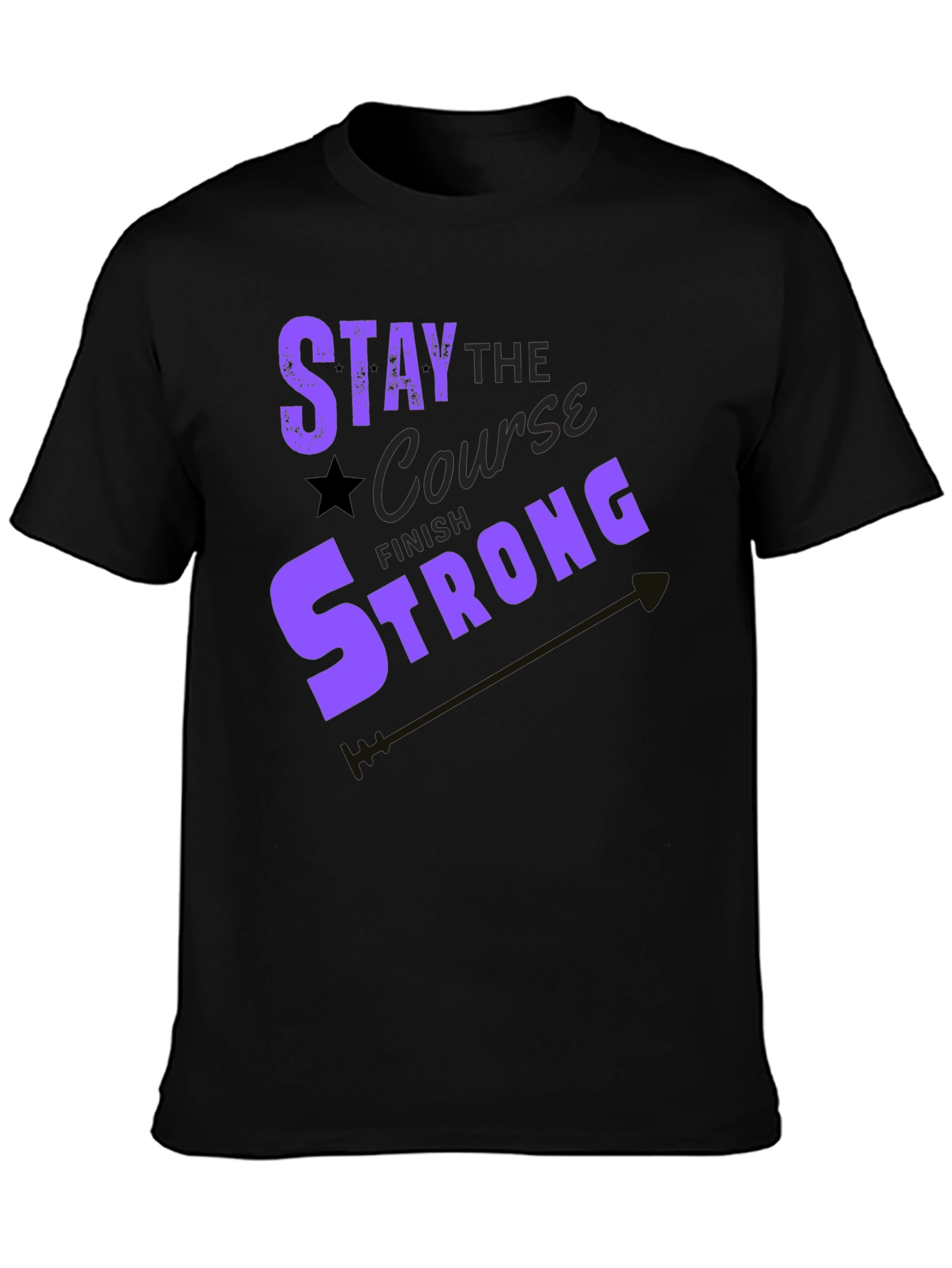 Black Stay the Course Graphic Tee - Motivation T-Shirt view 3