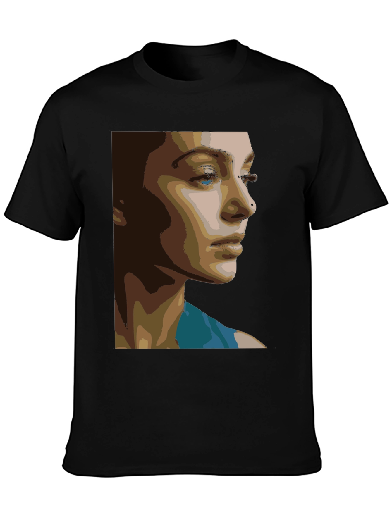 Black Abstract Portrait Graphic Tee - Unisex Black T-Shirt view 3