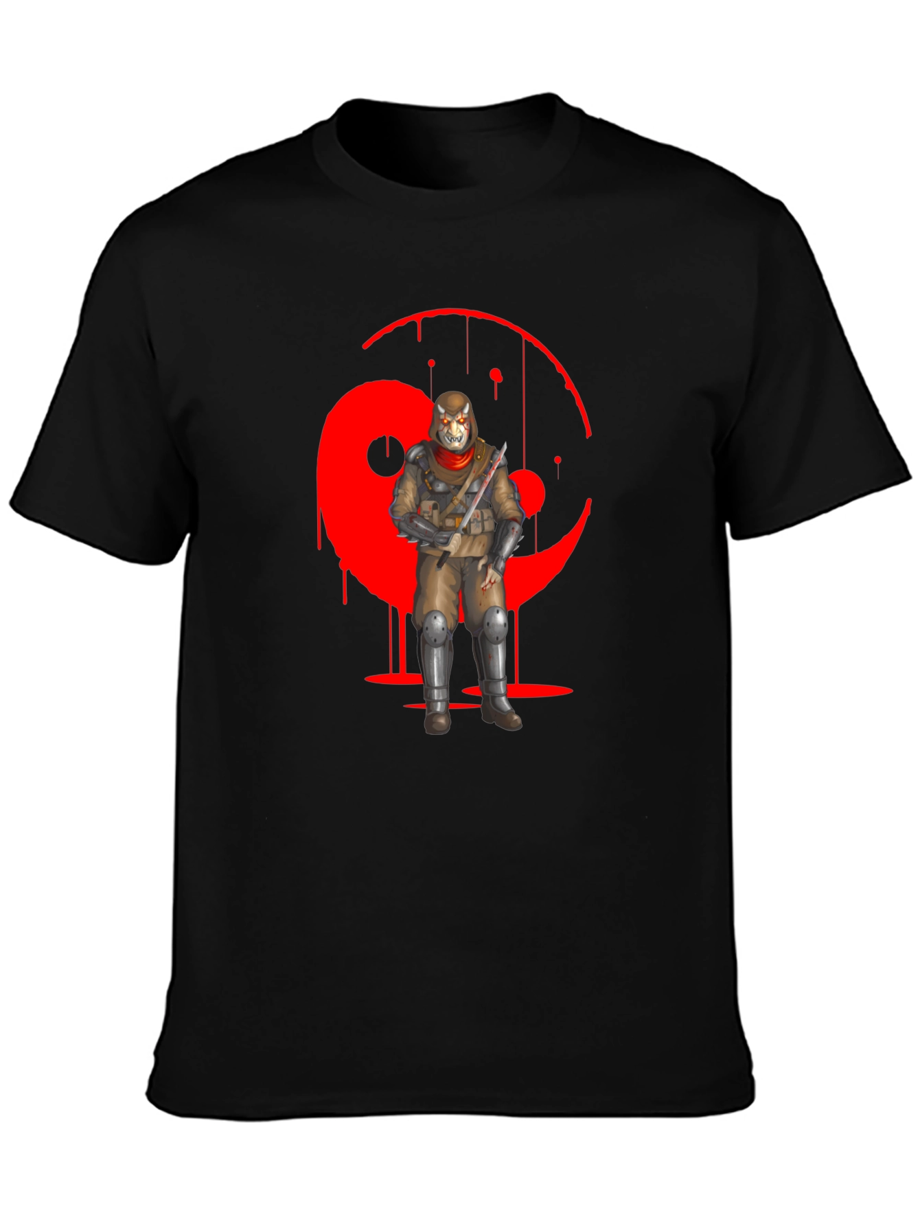 Black Red Yin Yang Ninja Graphic Black T-Shirt view 3