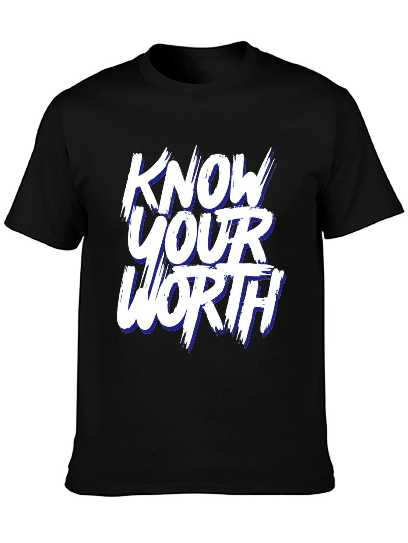 Black Know Your Worth Graphic Tee - Black Cotton Blend view 3