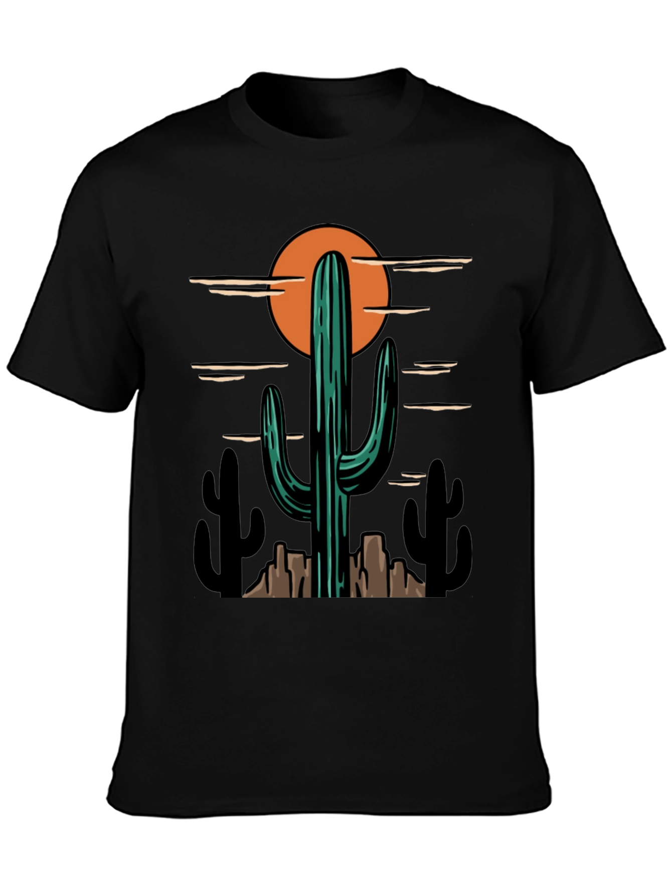 Black Desert Cactus Graphic Tee - Western Style Shirt view 3