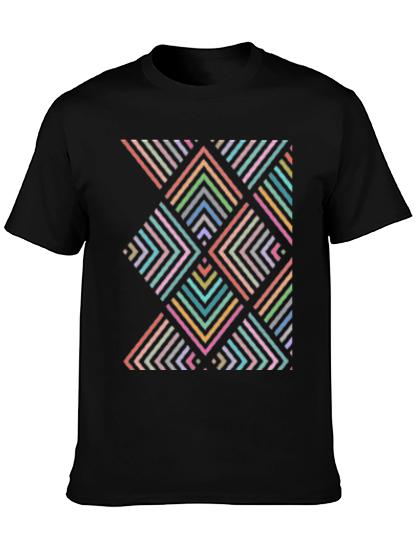 Geometric Arrow Pattern T-Shirt - Black - 3