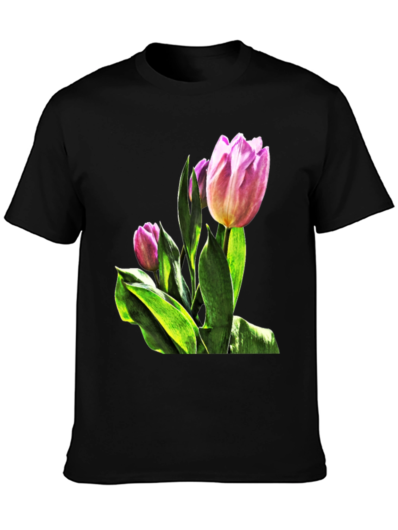 Black Tulip Flower Graphic T-Shirt - Stylish Floral Tee view 3