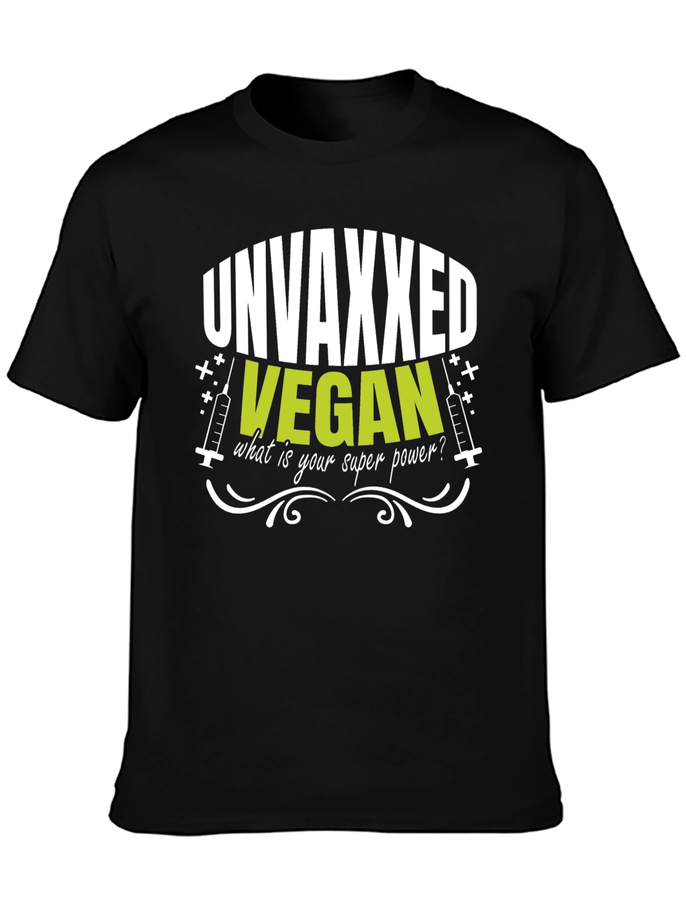 Black Unvaxxed Vegan Superpower T-Shirt view 3
