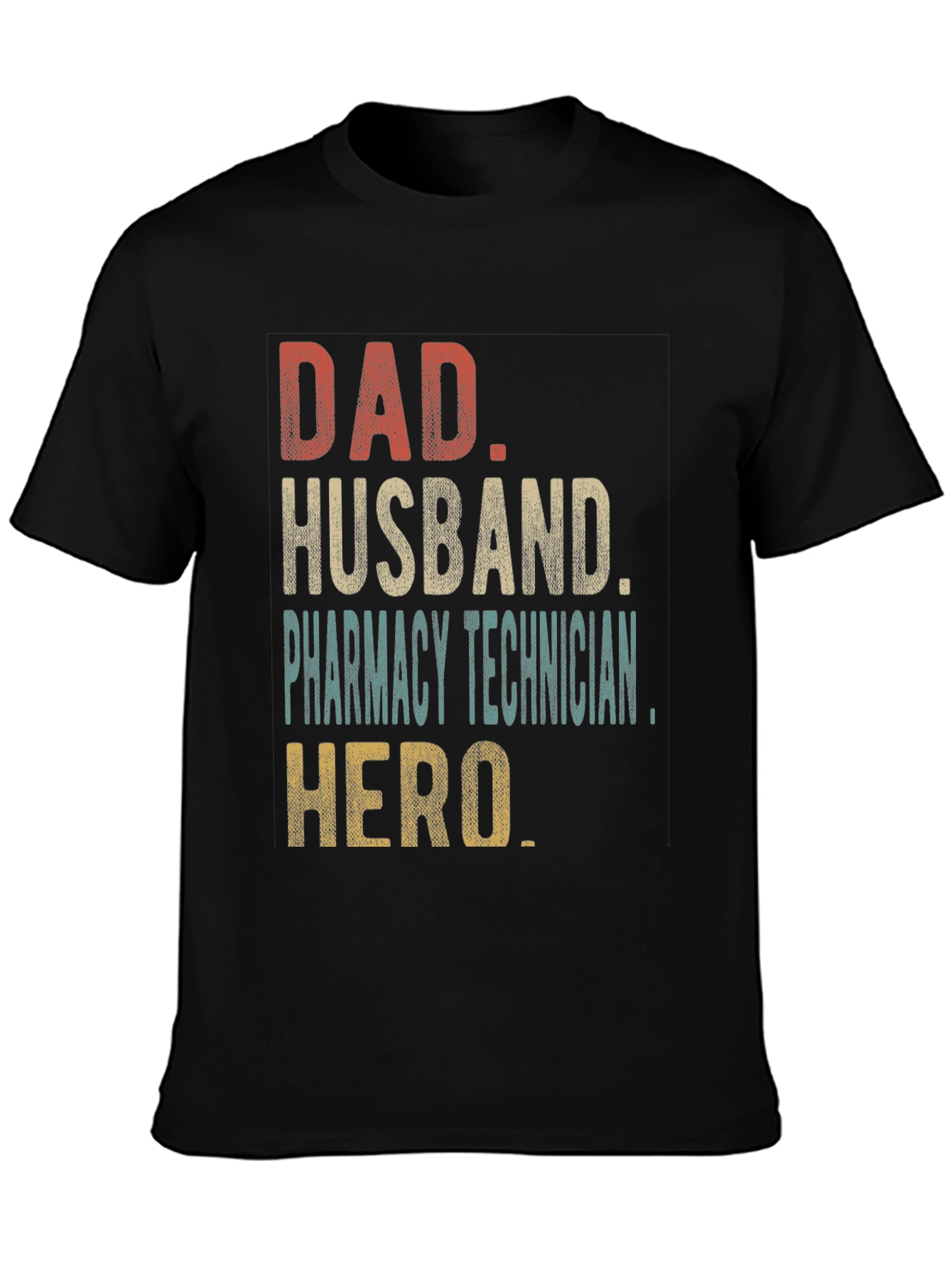 Black Dad Husband Pharmacy Technician Hero T-Shirt view 3